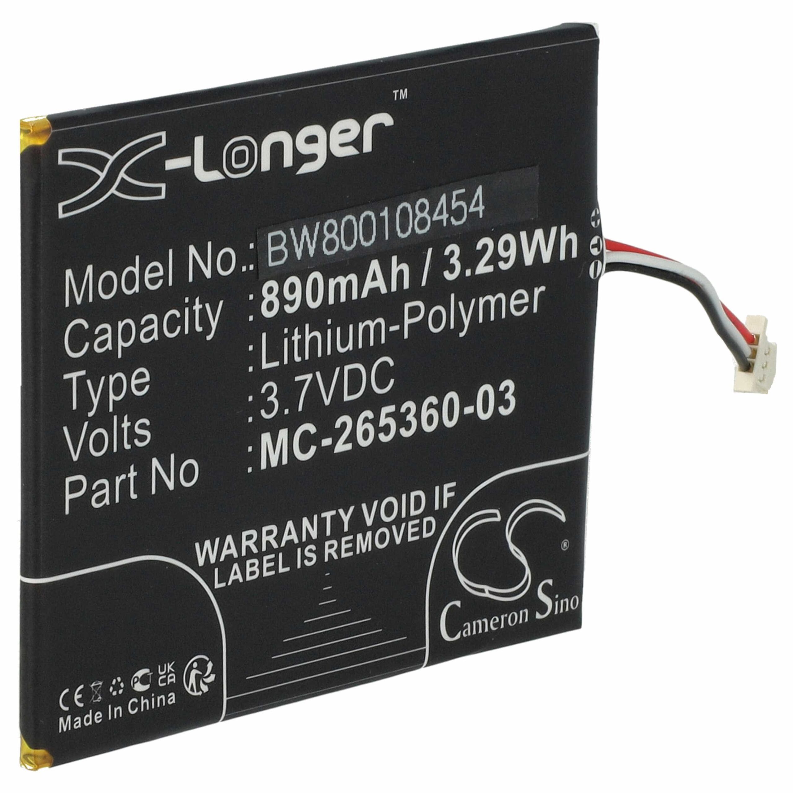 Bateria vhbw para Amazon Kindle - Substitui MC-265360-03 - 890 mAh 3.7 V Li-polymer