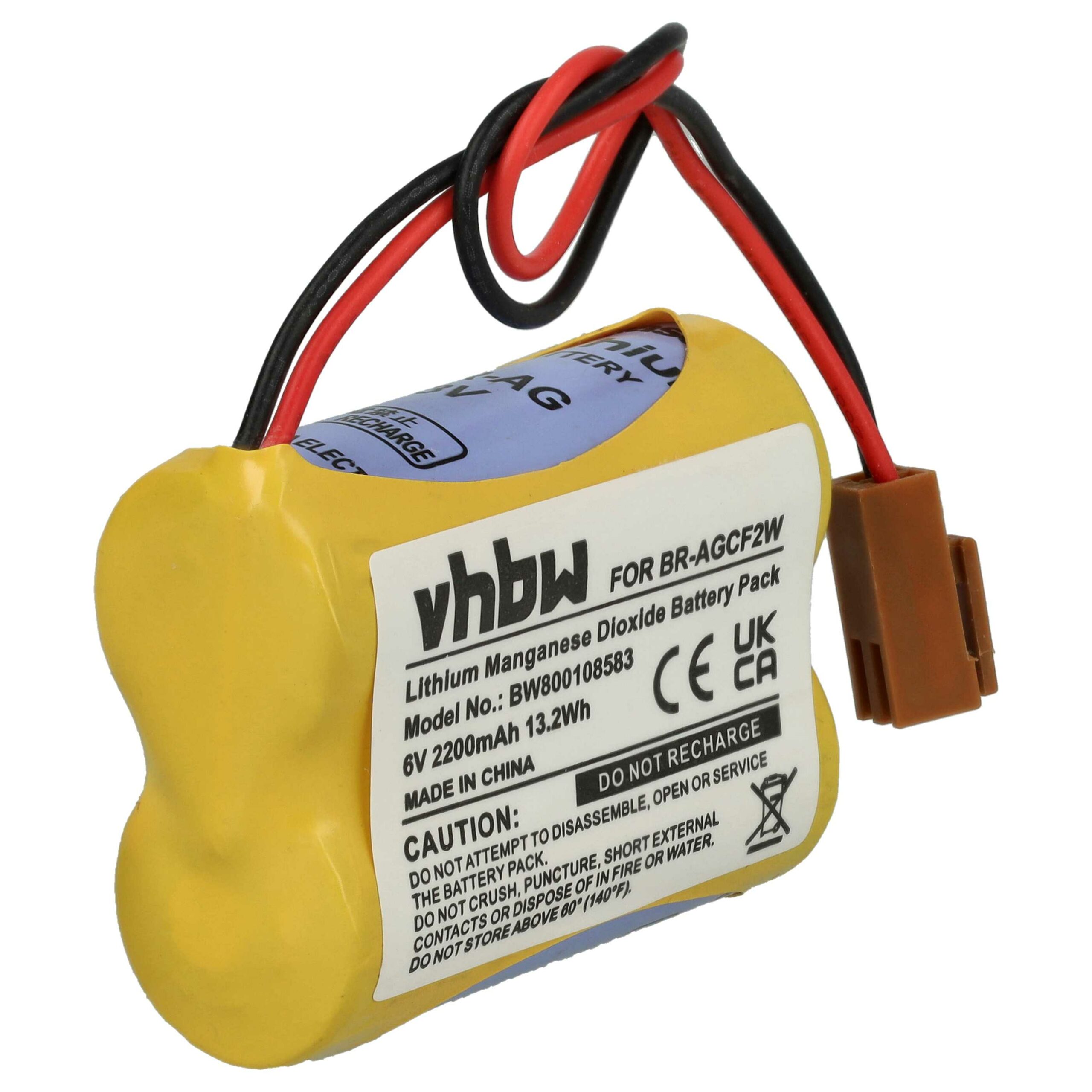 Bateria vhbw para Controlador CNC GE Fanuc BR-ACF2P, BR-AGCF2W, BR-AGCF2P - 2200 mAh 6V Li-MnO2