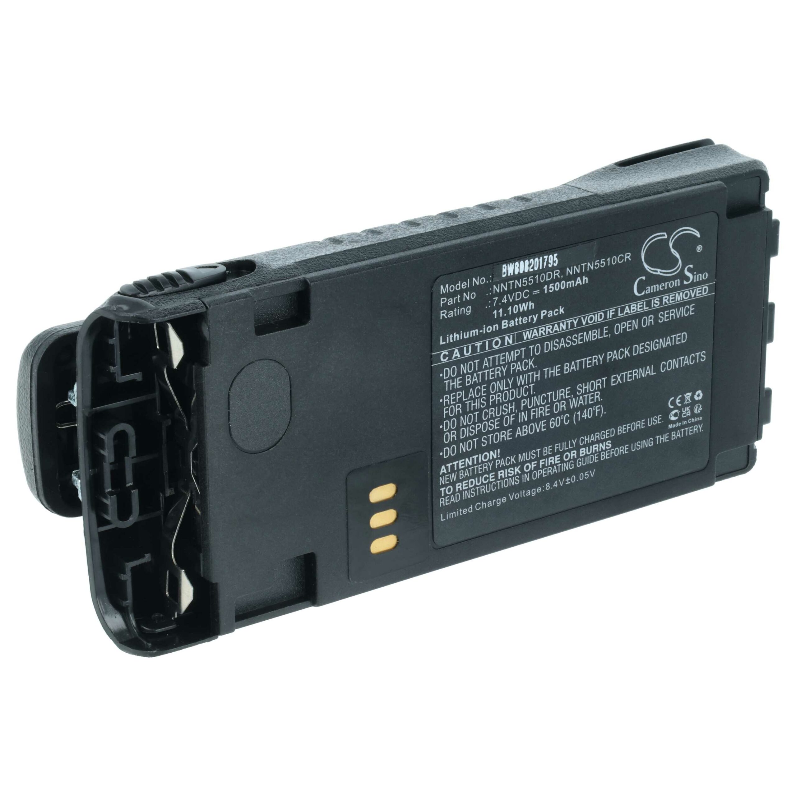 Bateria para Rádio Motorola NNTN5510, NNTN5510BR, NNTN5510AR - 1500 mAh 7.4 V Li-Ion com Clipe de Cintura vhbw