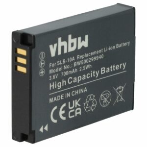 Bateria vhbw compatível com Samsung BP-10A, SLB-10A - 700mAh, 3.6V, Li-Ion