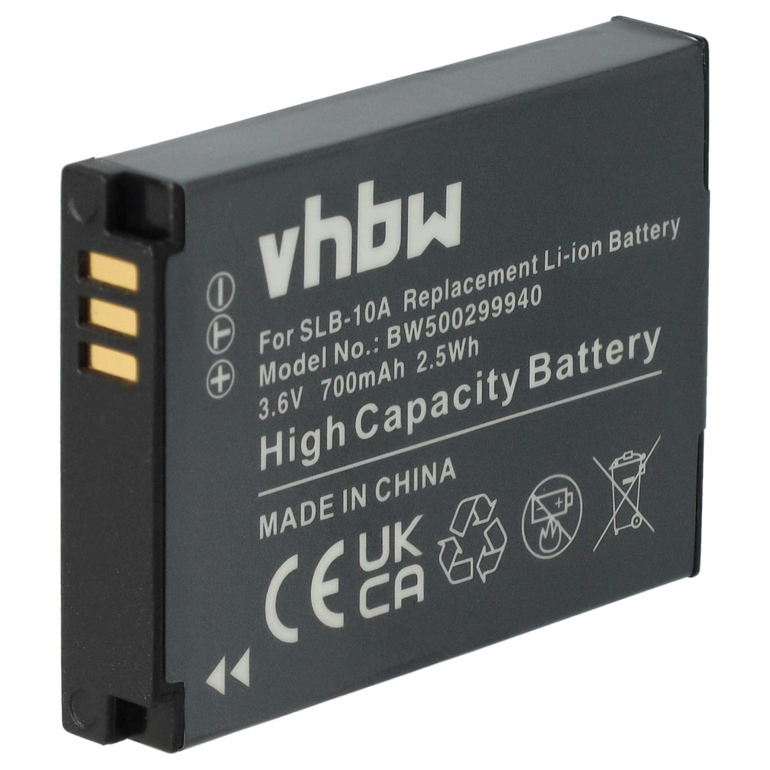 Bateria vhbw compatível com Samsung BP-10A, SLB-10A - 700mAh, 3.6V, Li-Ion