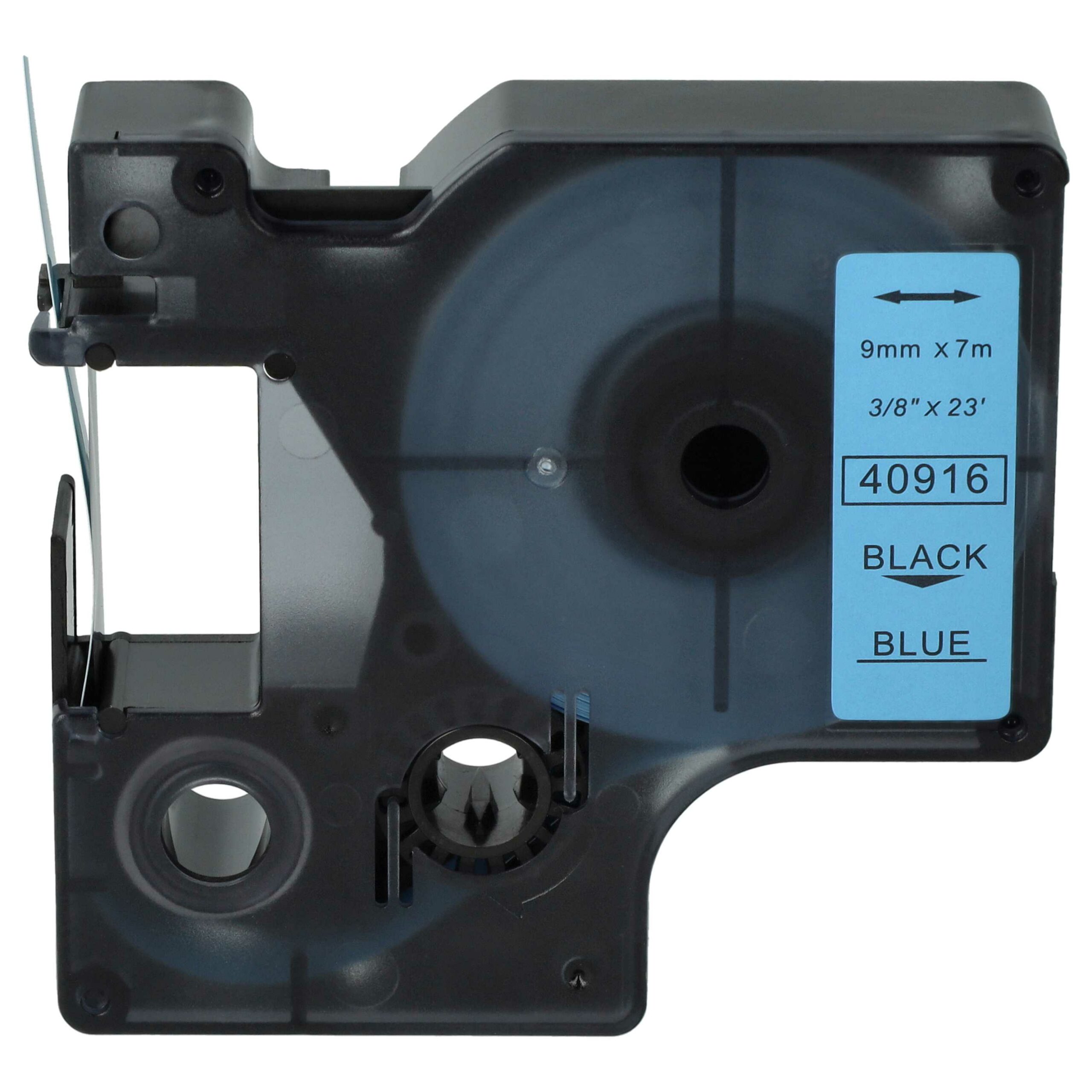 Fita de Etiquetas compatível com Dymo D1 40916 - 9 mm Preto sobre Azul - Image 3