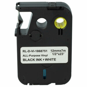 Fita de Etiquetas Compatível com Dymo 1868751 - 12 mm Preto sobre Branco, Vinil Multiusos