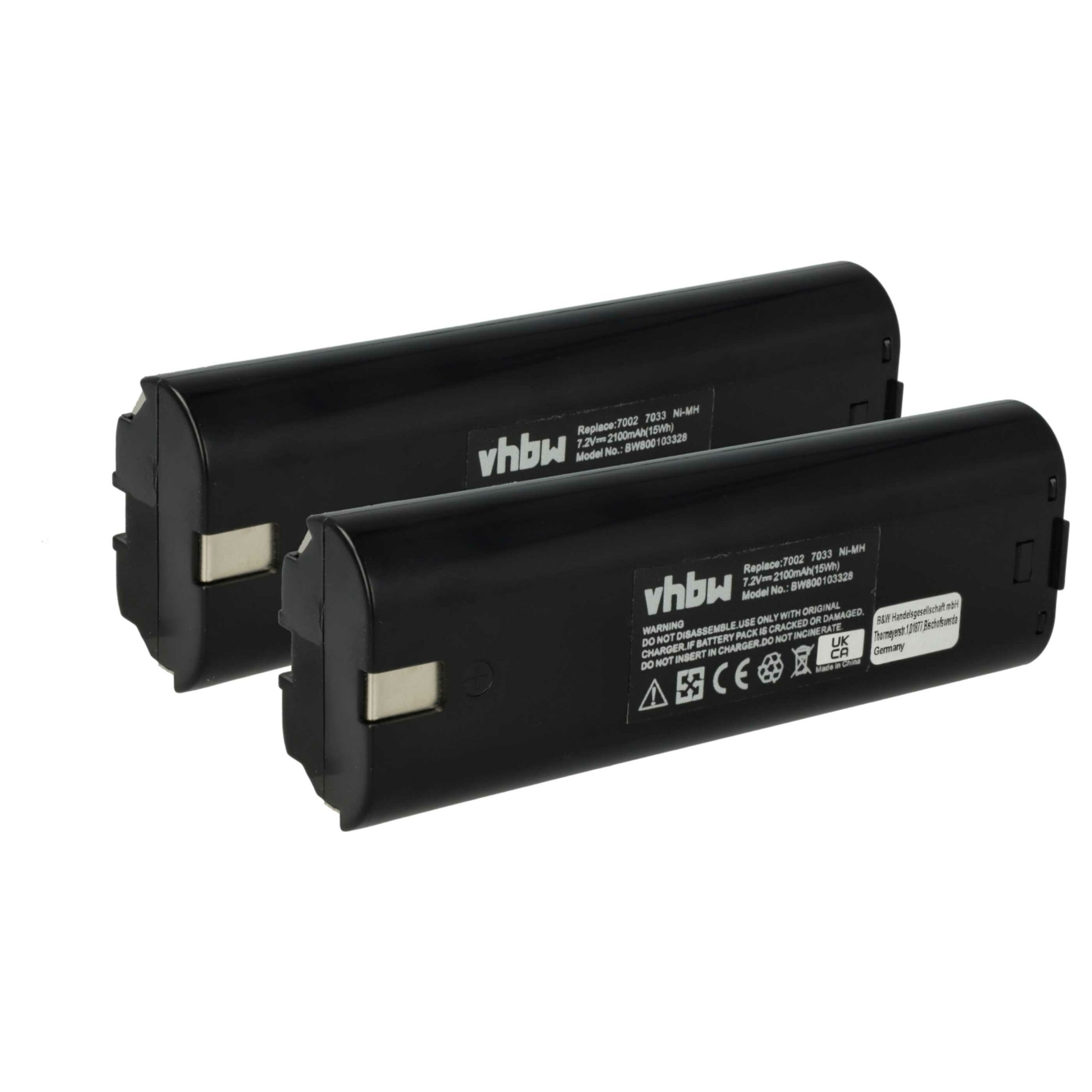 2x Bateria vhbw substitui Einhell 91011 - 2100 mAh, 7.2 V, NiMH