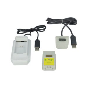 Kit Play & Charge para Comando Xbox 360 - vhbw (3 peças) Preto, Cinzento e Branco