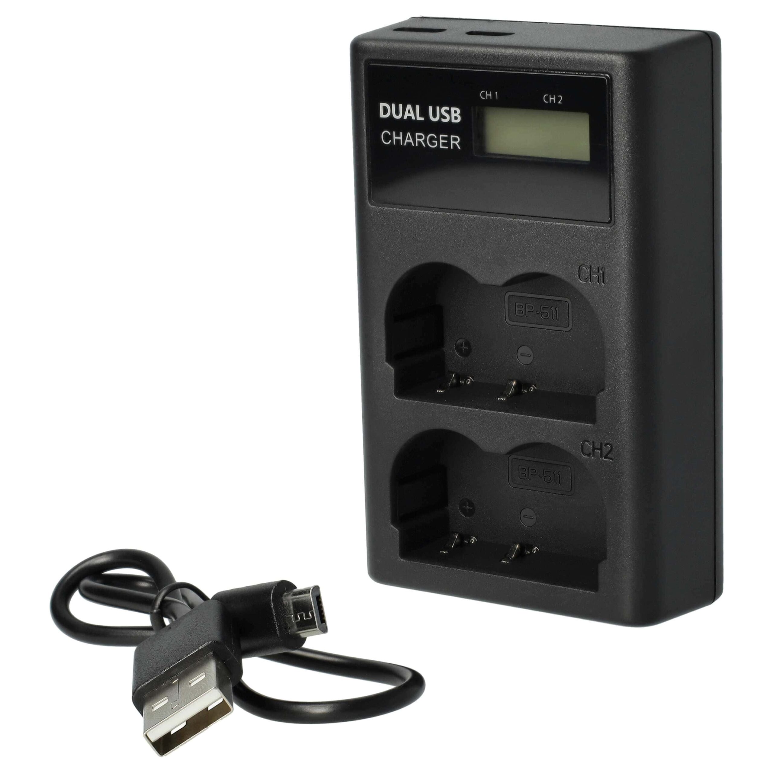 Carregador de Bateria Micro-USB + USB-C com Cabo para Canon IXY 50MC 8.4V