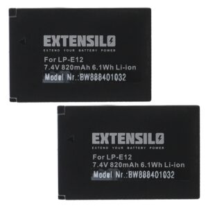 2x Bateria compatível Canon LP-E12 - 820mAh, 7.4V, Li-Ion EXTENSILO