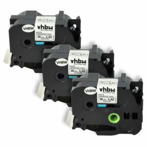 3x Fita de Etiquetas Compatível com Brother TZ-261, TZE-261 - 36 mm Preto sobre Branco