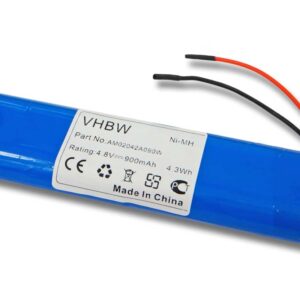 Bateria de Emergência vhbw para Beltrona, Elro - 900 mAh 4.8 V NiMH + Cabo