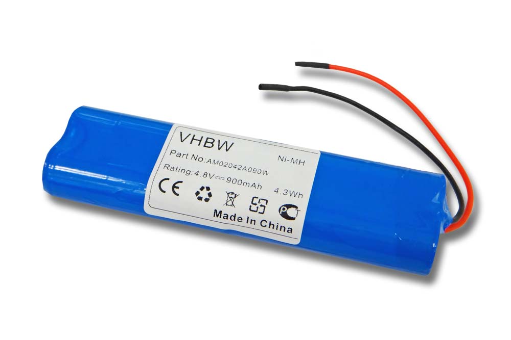 Bateria de Emergência vhbw para Beltrona, Elro - 900 mAh 4.8 V NiMH + Cabo