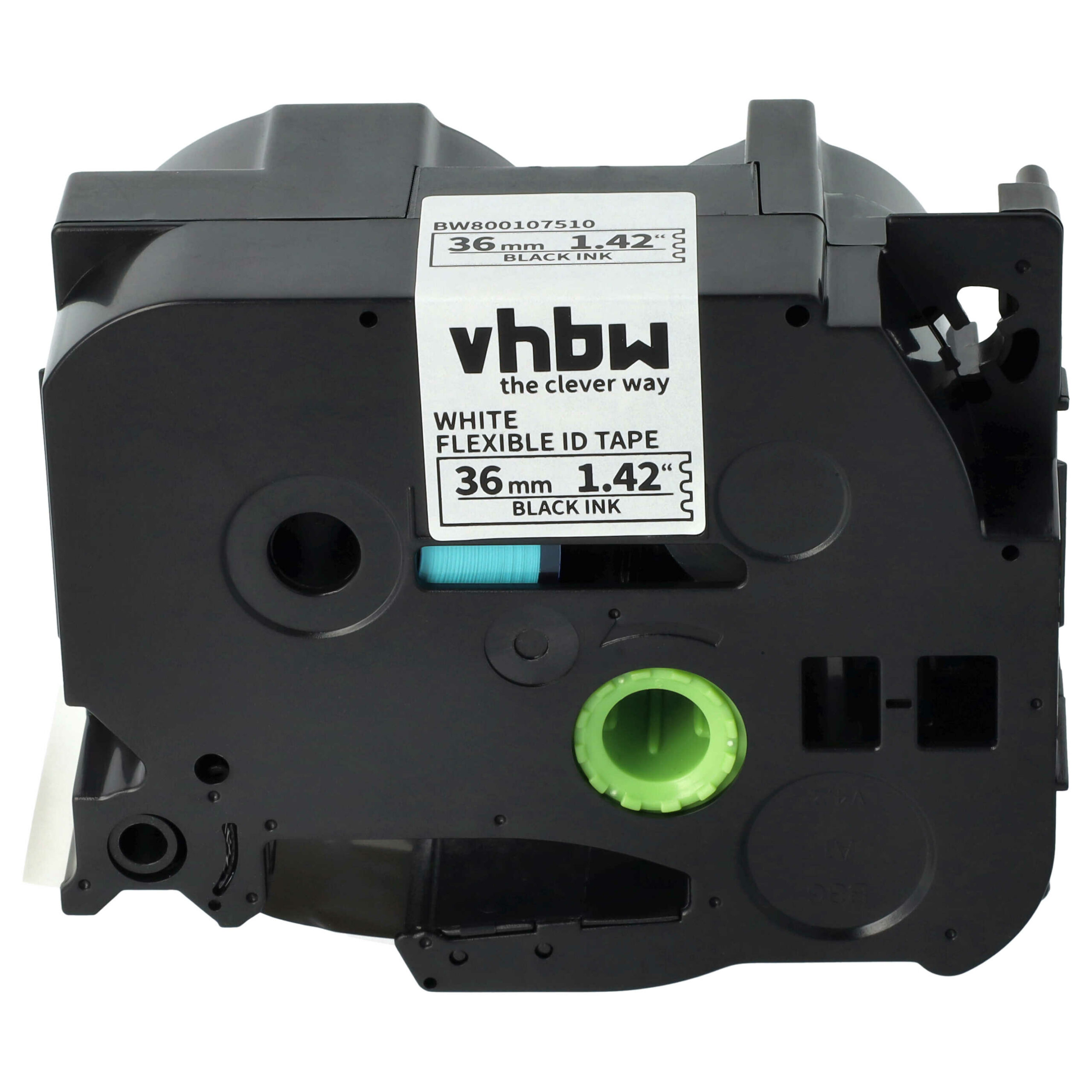 Fita de Etiquetas compatível com Brother TZ-FX261, TZE-FX261 - 36 mm Preto sobre Branco, Flexível