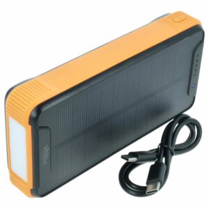 Bateria Externa 20000 mAh com Carregamento Solar - vhbw para Apple, Samsung e outros