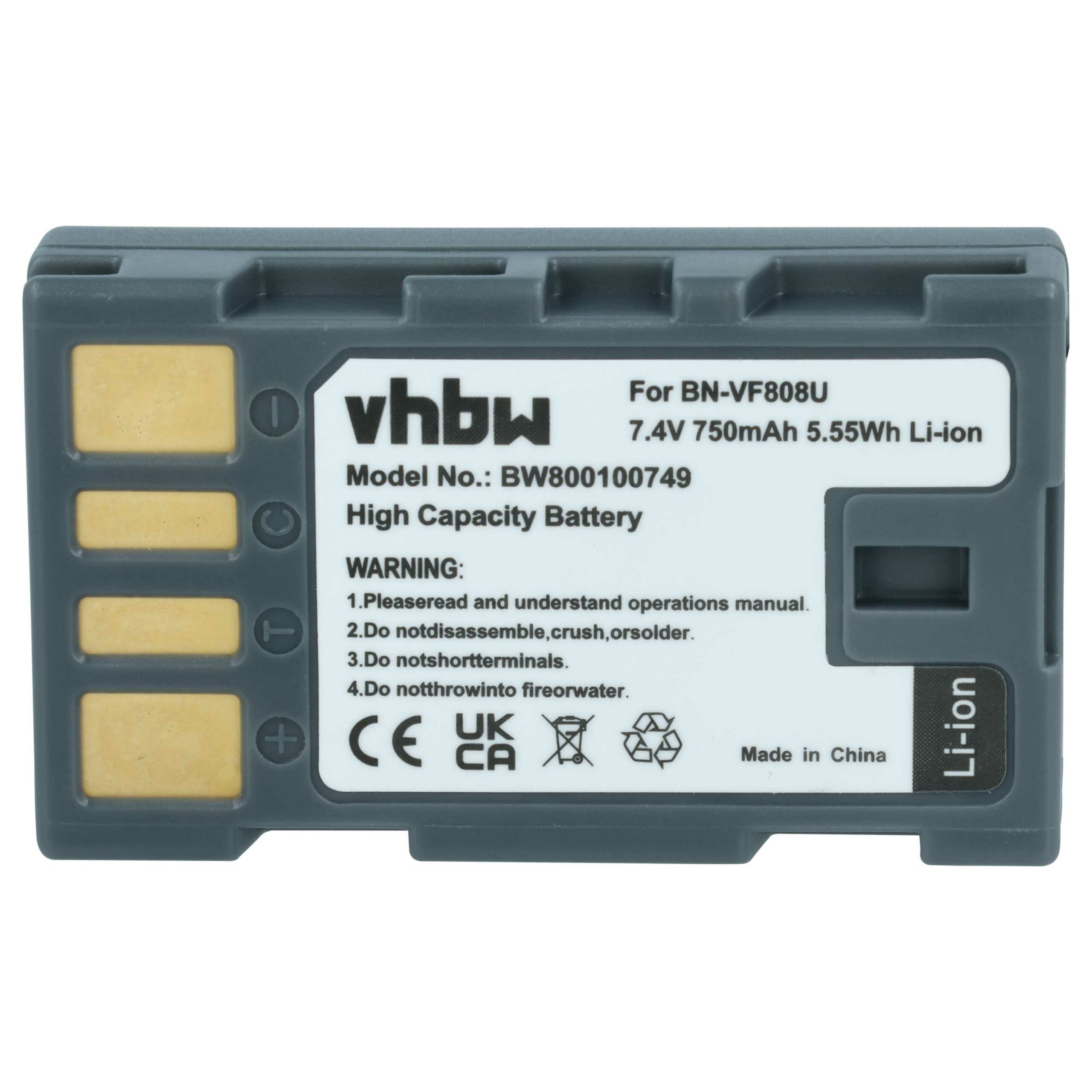 Bateria vhbw para câmaras JVC BN-VF823, BN-VF808, BN-VF815 - 750 mAh 7.4V Li-Ion - Image 3