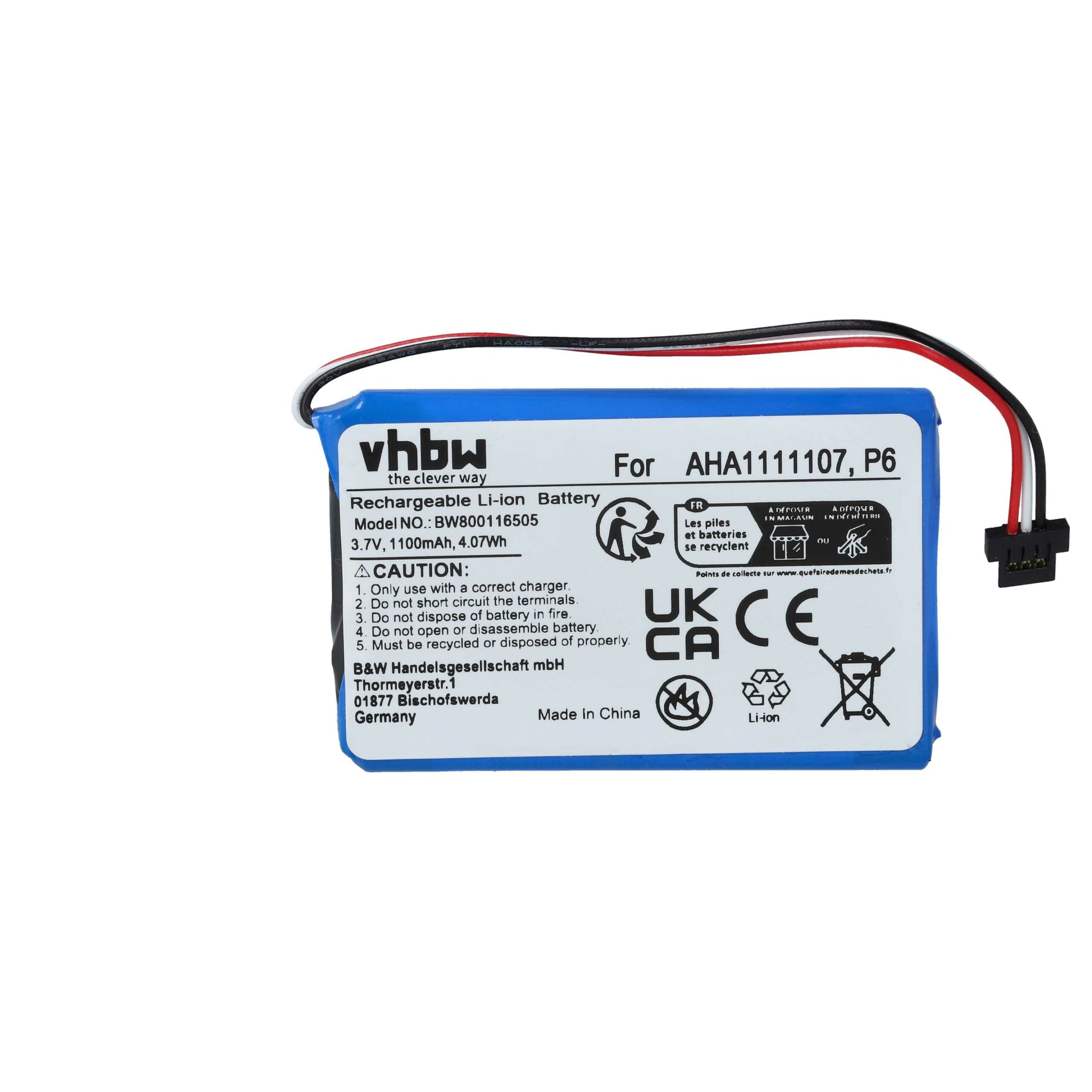 Bateria vhbw para TomTom GPS - Substitui AHA11111010, AHA1111107, P6 - 1100mAh, 3.7V - Image 3