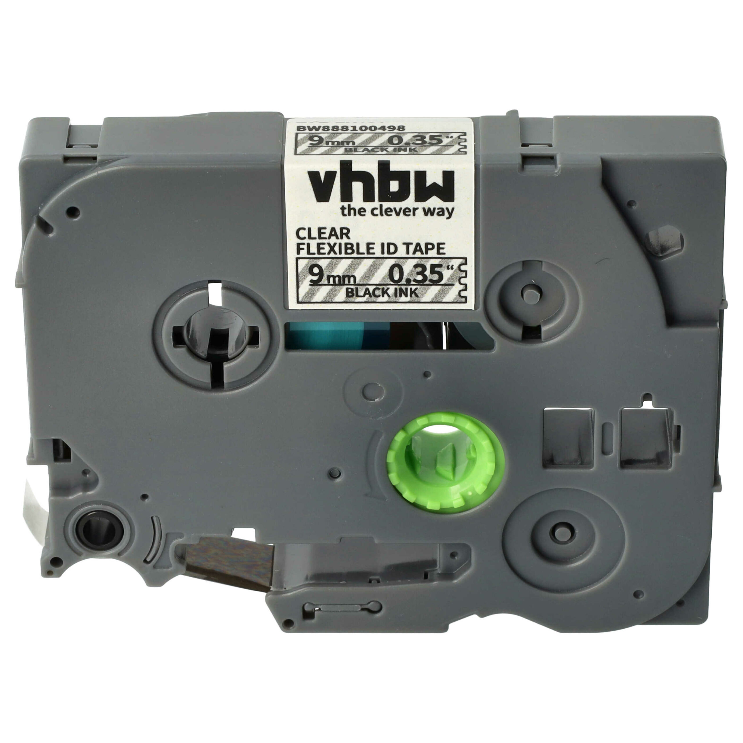 Fita de Etiquetas compatível com Brother TZE-FX121 - 9 mm Preto em Transparente, Flexível