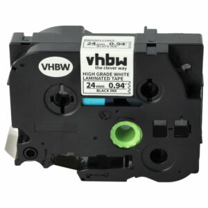 Fita de Etiquetas Compatível com Brother HGE-251 - 24 mm Preto sobre Branco