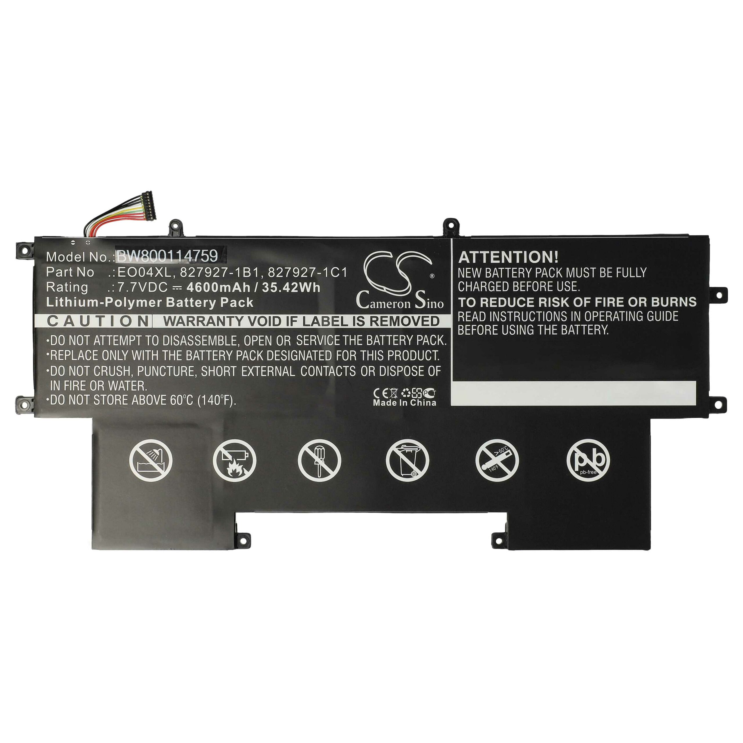 Bateria vhbw para Portátil HP - Compatível com HP 827927-1C1, 828226-005, 827927-1B1, E004XL - 4600 mAh 7.7 V Li-polímero - Image 3