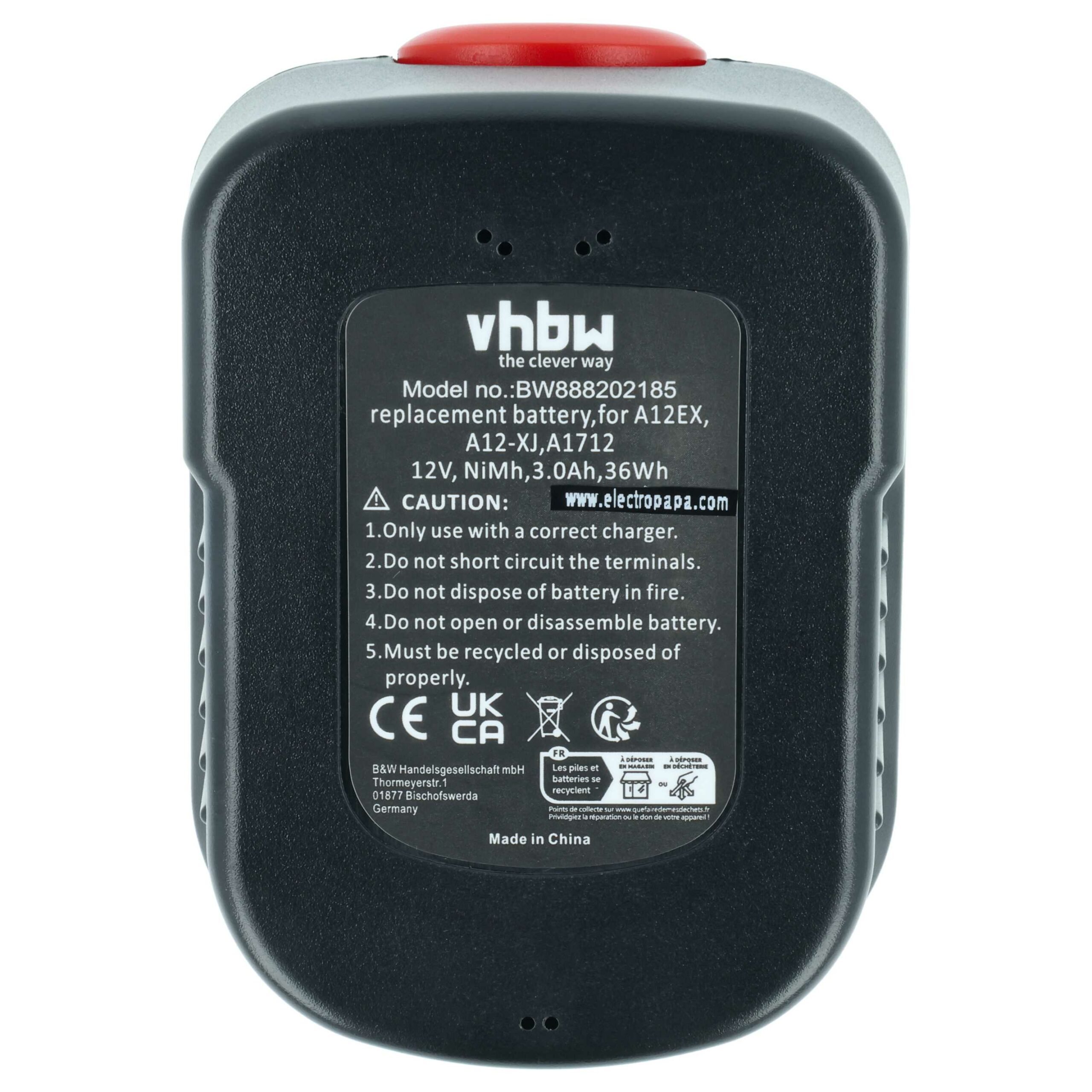 2x Bateria vhbw compatível Black & Decker A12, A12-XJ, A12EX, A1712, A12E - 3000 mAh, 12 V, NiMH - Image 3