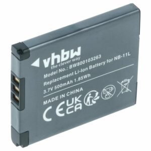 Bateria vhbw para Canon NB-11LH, NB-11L - 500mAh, 3.7V, Li-Ion