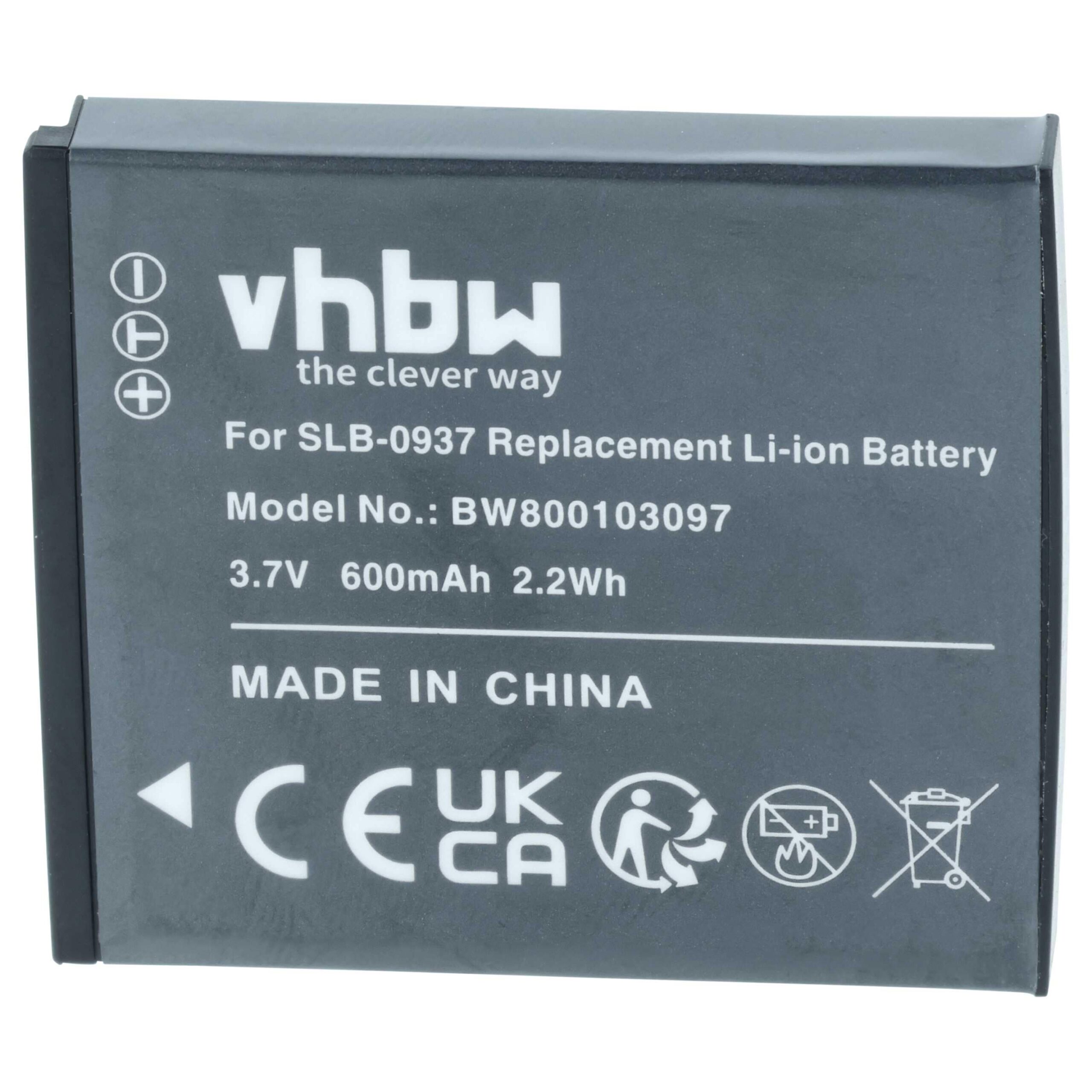 2x Bateria vhbw SLB-0937 compatível Samsung - 600mAh, 3.7V, Li-Ion - Image 3