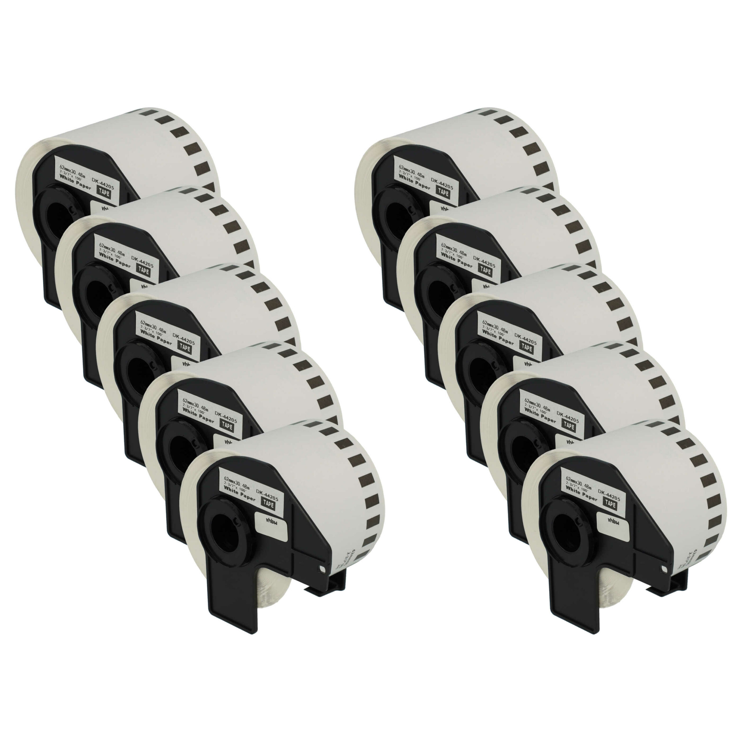 10x Rolo de Etiquetas Substituição Brother DK-44205 Premium 62 mm x 30,48 m + Suporte