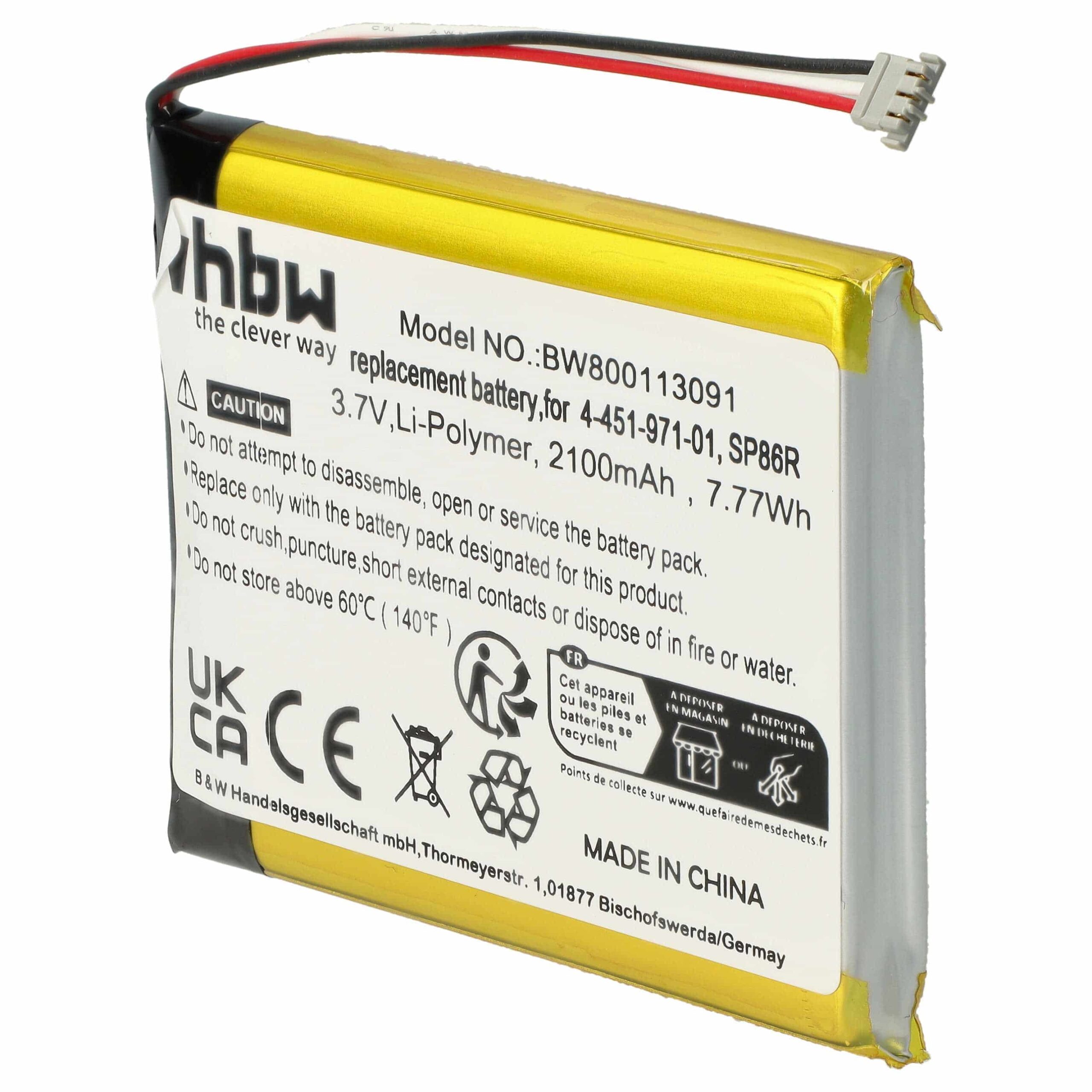 Bateria para Consola de Jogos Sony - Compatível com SP86R, 4-451-971-01 - 2100 mAh 3.7 V Li-Ion vhbw