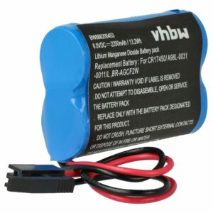Bateria de substituição vhbw para controlador CNC GE Fanuc BR-AGCF2W - 2200 mAh 6 V Li-MnO2