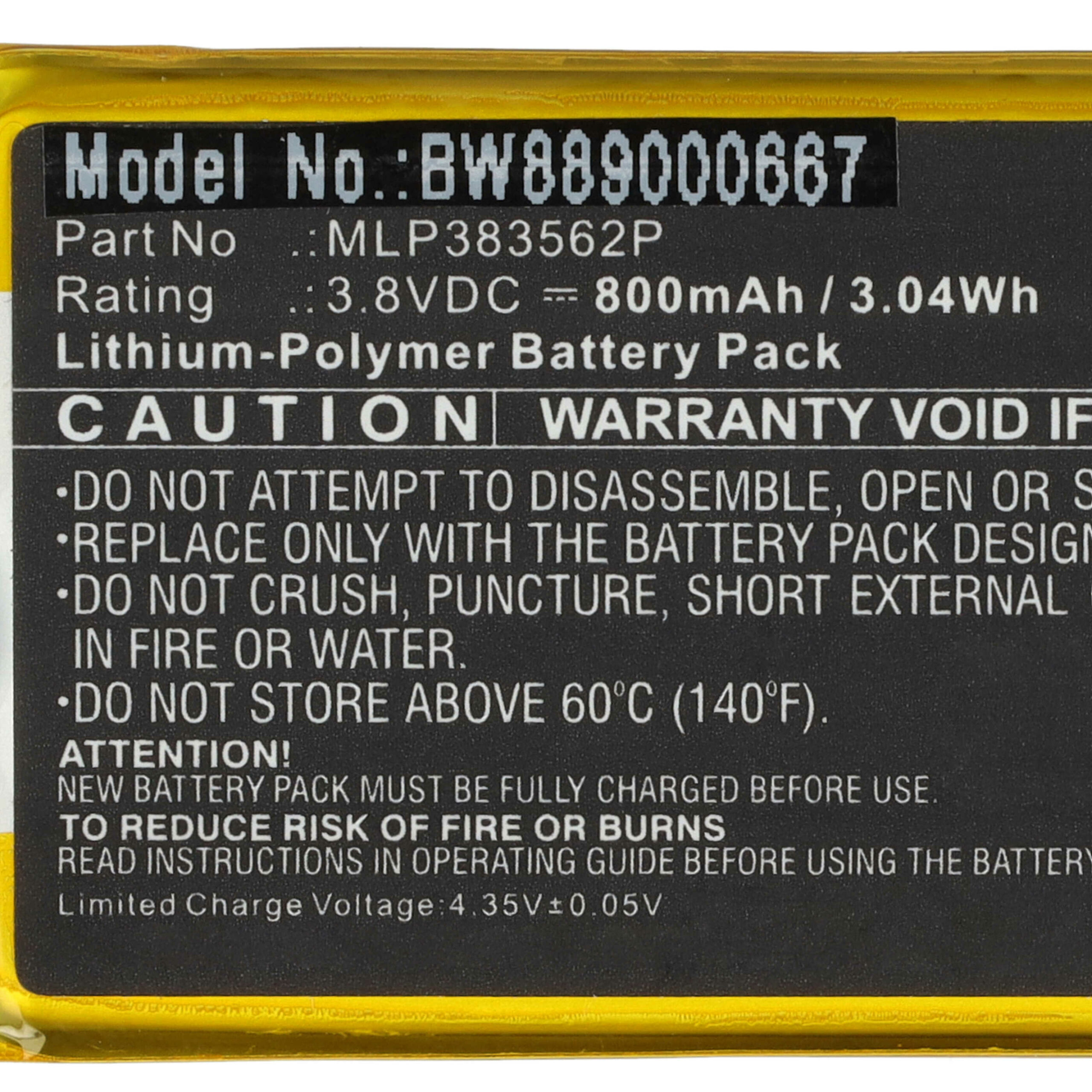 Bateria compatível com JBL Go 3 MLP383562P - Li-polymer 800 mAh - Image 3