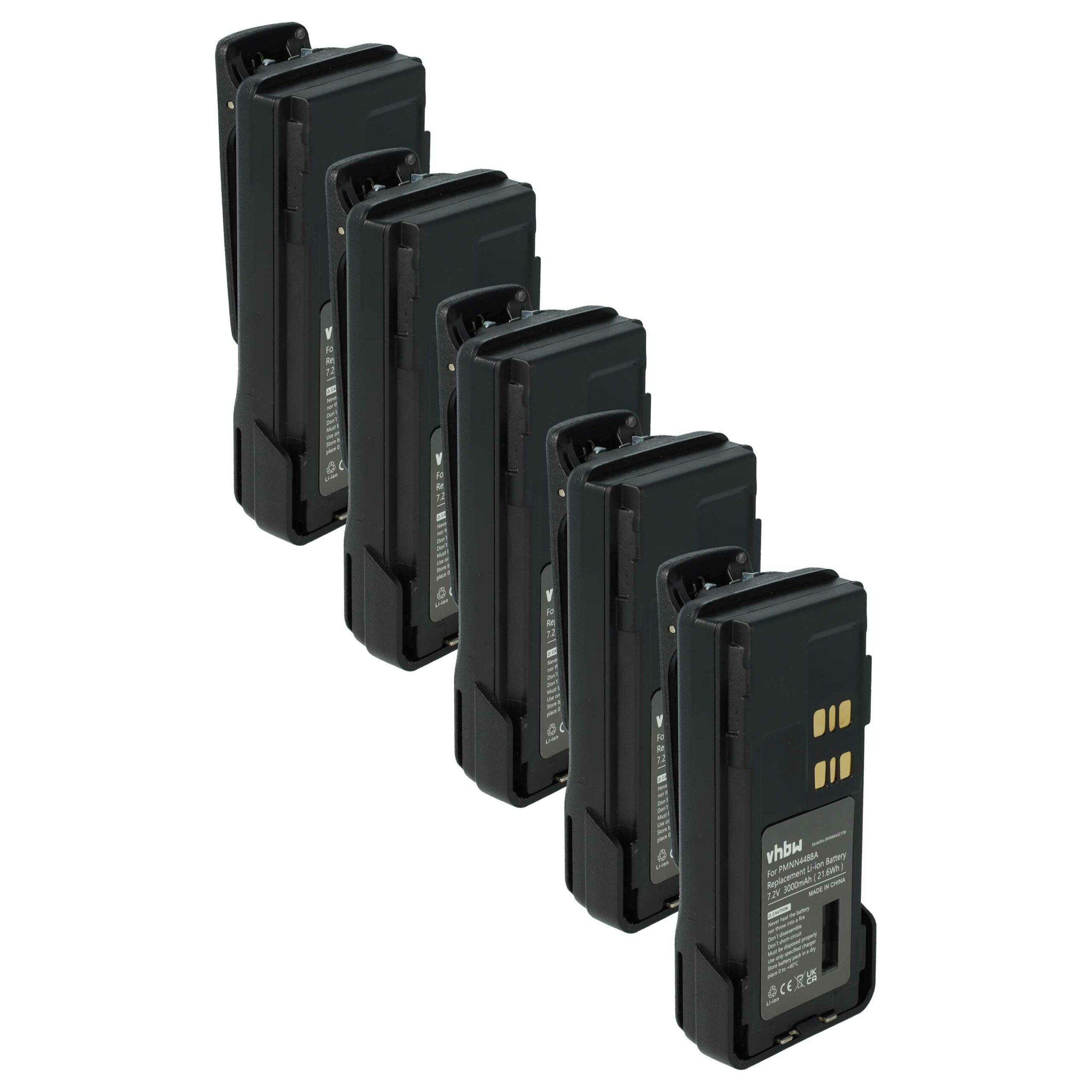 Pack 5x Baterias Motorola PMNN4416, PMNN4415, PMNN4415AR, PMNN441 - 3000 mAh 7.2V Li-Ion + Clip