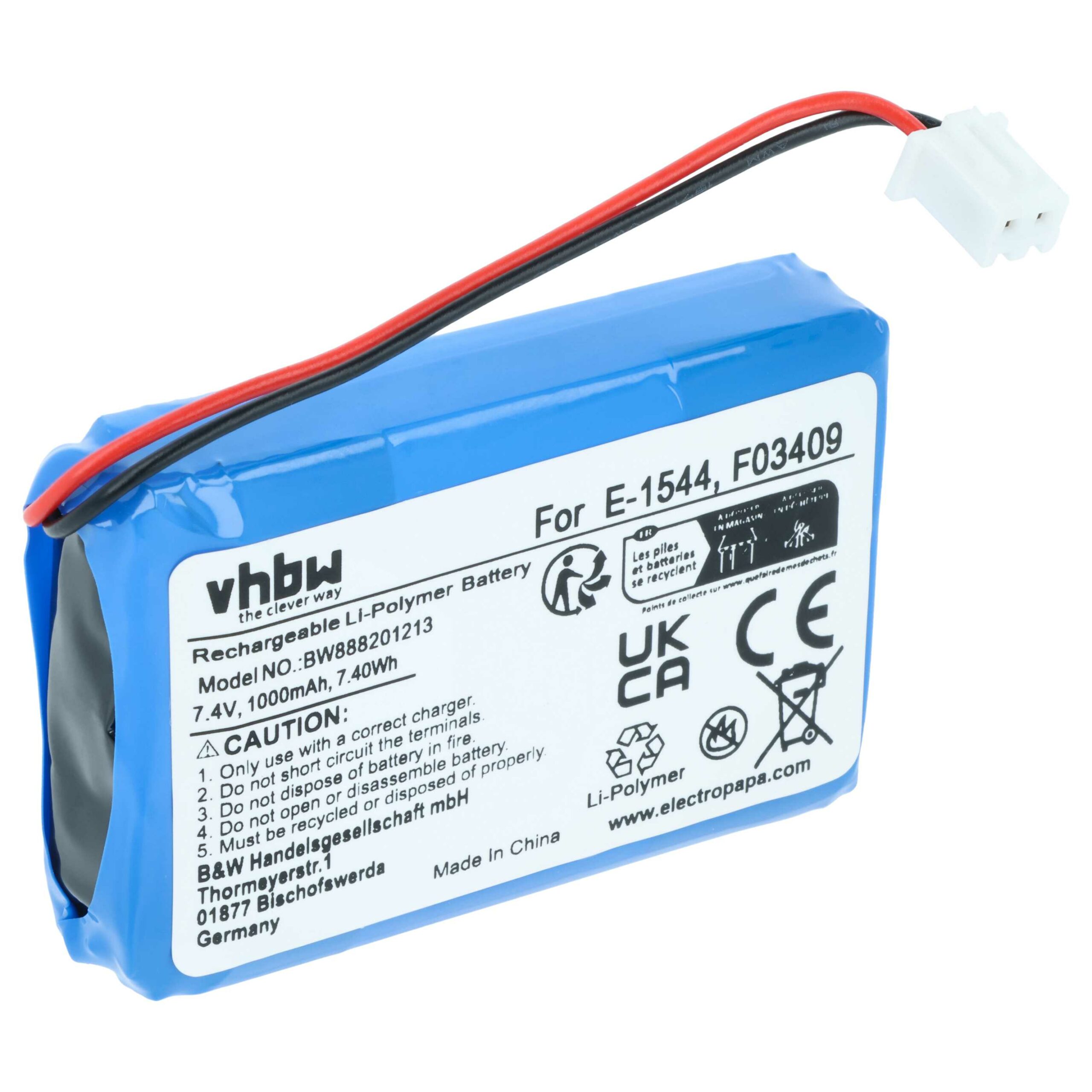 Bateria vhbw para Satlink F03409, E-1544 - 1000 mAh 7.4 V Li-polymer