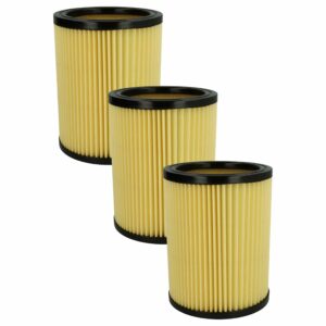 Pack 3x Filtro Cartuchos para Aspirador Hikoki Hitachi 710060 - Preto/Amarelo vhbw