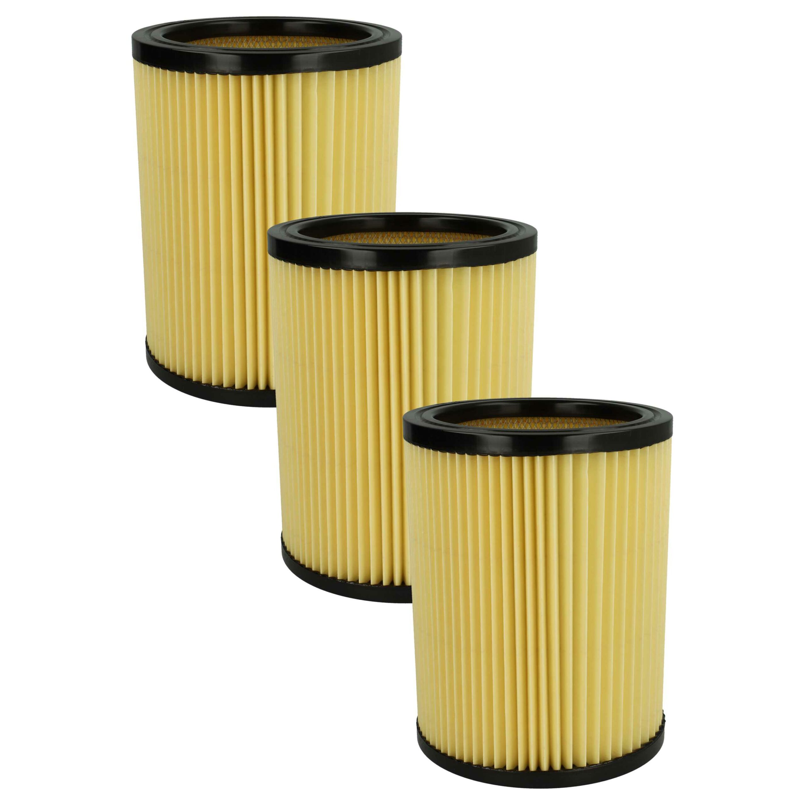 Pack 3x Filtro Cartuchos para Aspirador Hikoki Hitachi 710060 - Preto/Amarelo vhbw