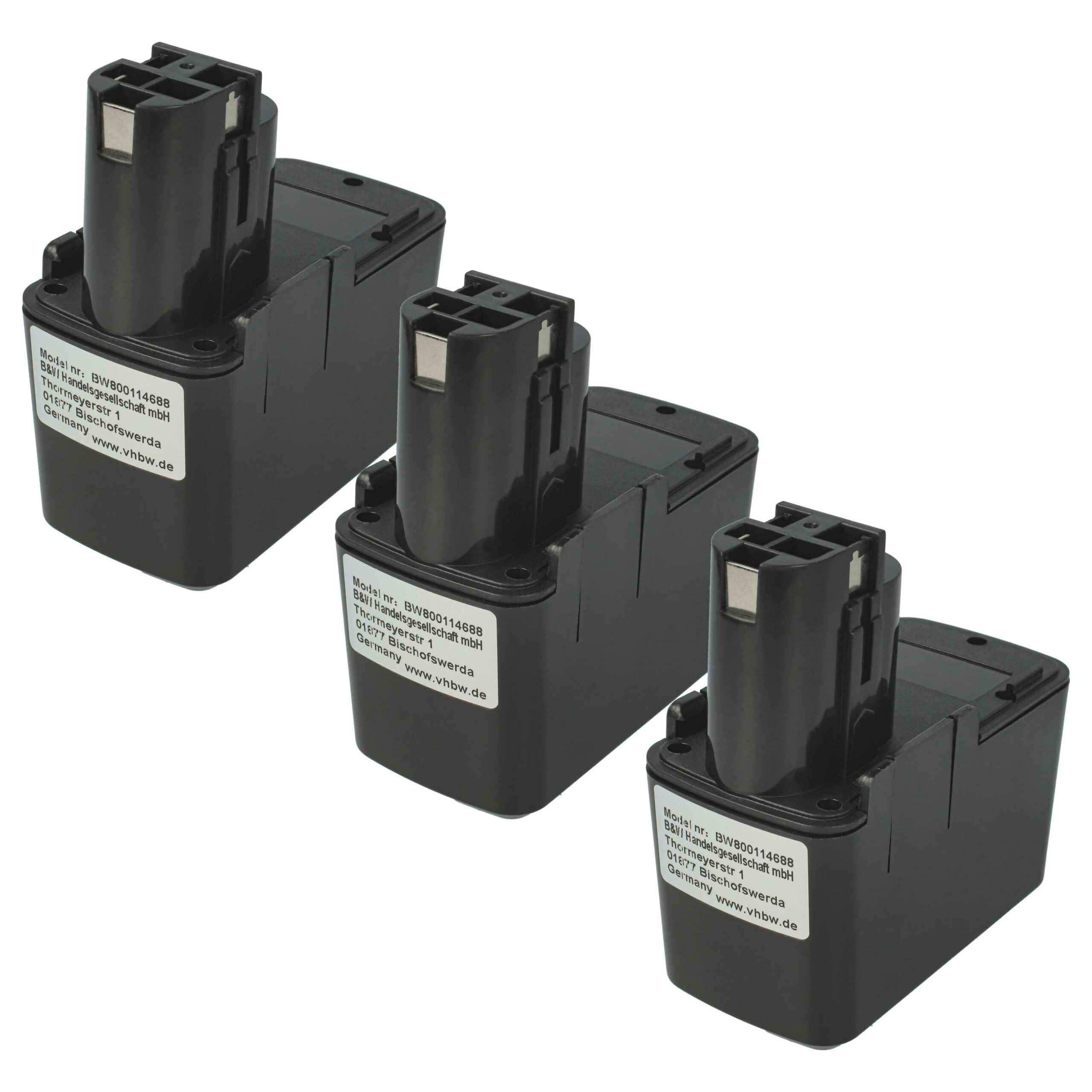 3x Bateria vhbw 12V 1500 mAh NiMH para Bosch 2607335055, 2607335054