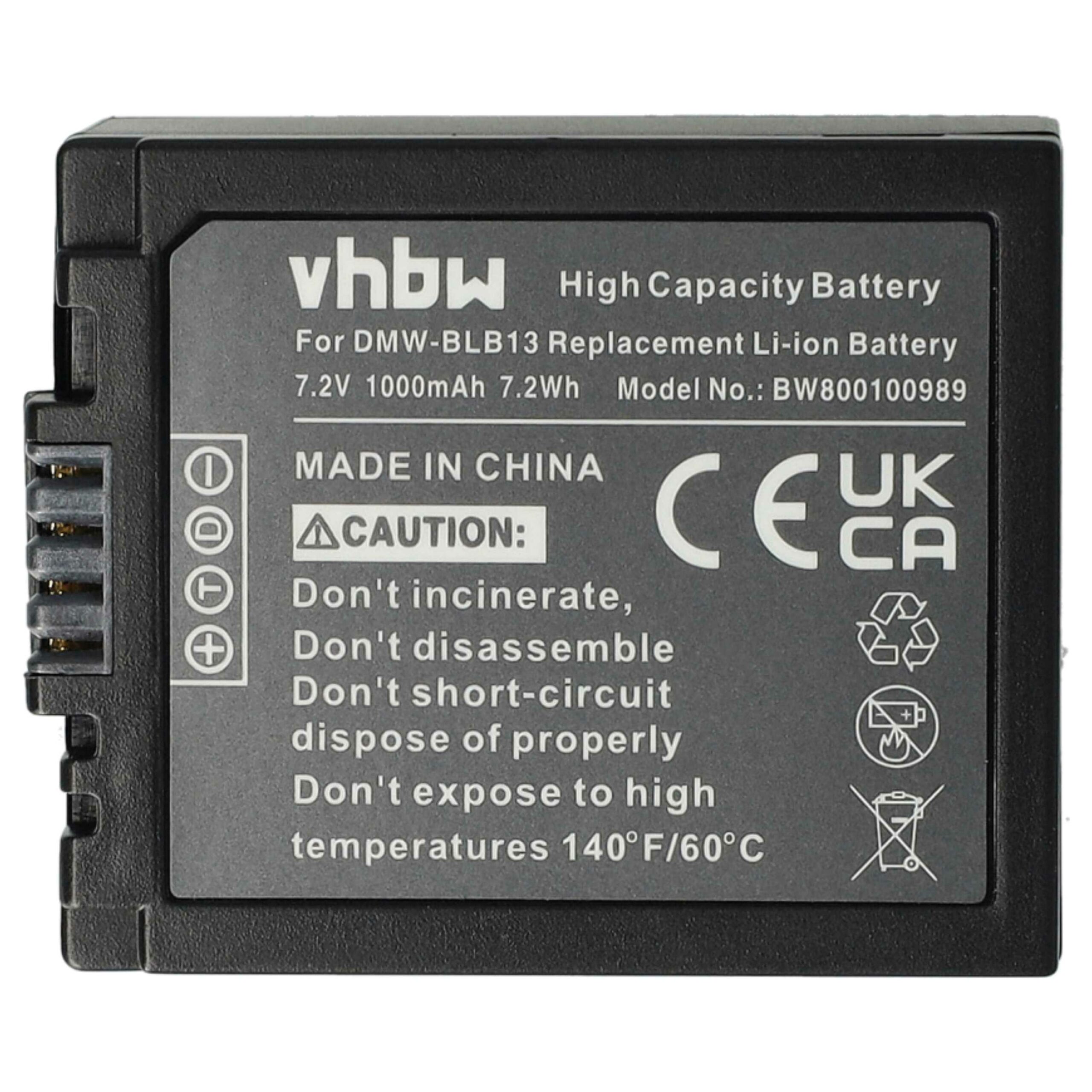 2x Bateria para Panasonic DMW-BLB13E, DMW-BLB13 - 1000mAh, 7.2V, Li-Ion vhbw - Image 3