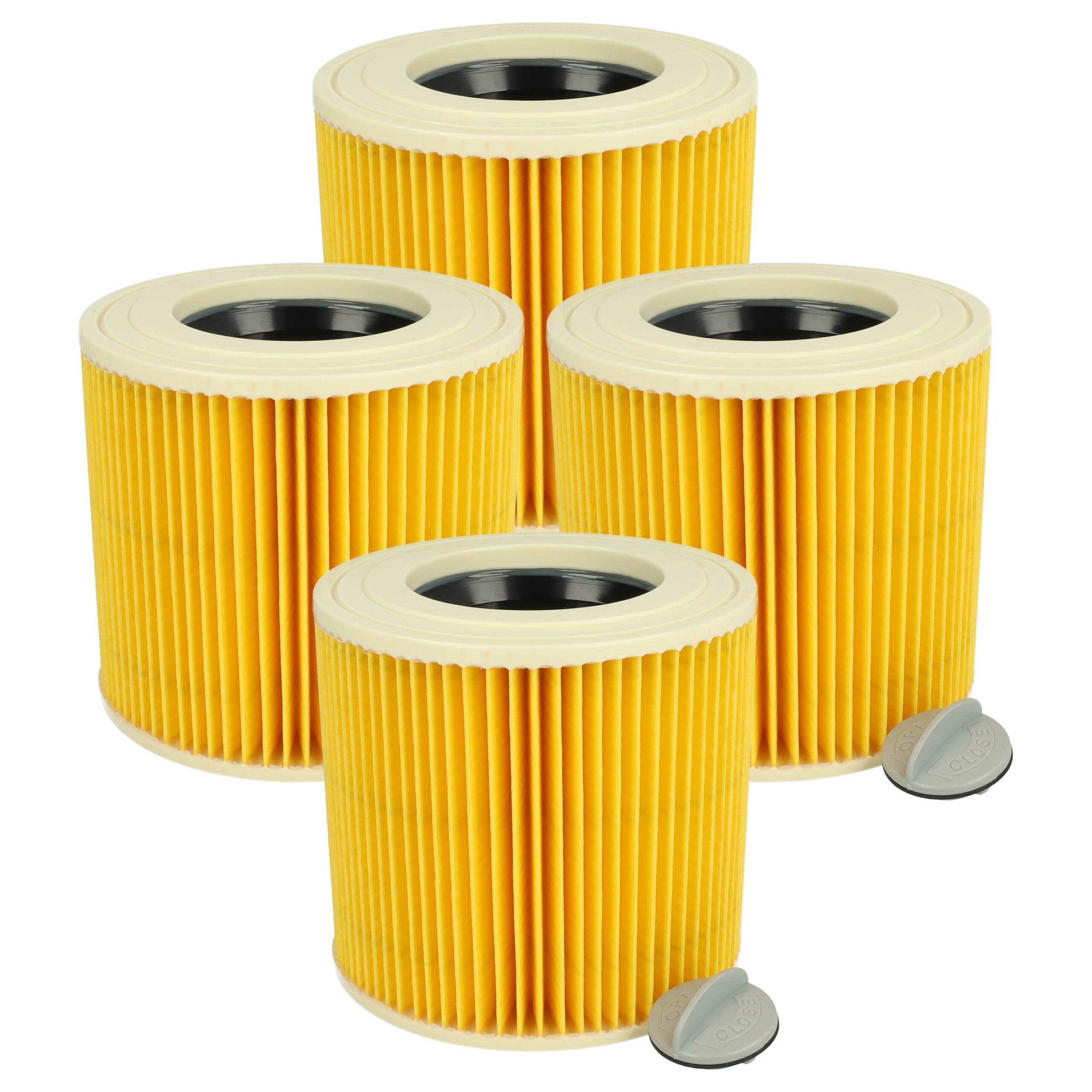 4x Filtro Cartucho de Substituição vhbw para Aspirador Kärcher 6.414-789.0, TackLife, Amarelo/Castanho