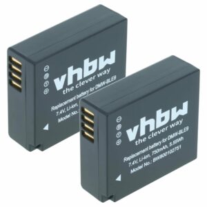 Pack 2x Bateria vhbw substitui Leica BP-DC15 - 750mAh, 7.2V, Li-Ion