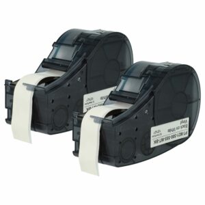 2x Fita de Etiquetas compatível com Brady M21-500-595-WT - 12,7 mm Preto sobre Branco, Vinil