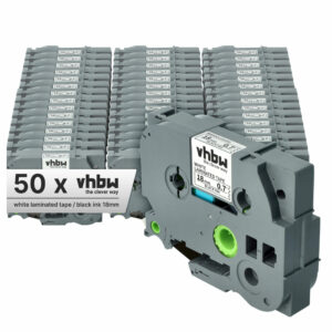 50x Fita de Etiquetas Compatível Brother TZE-241, TZ-241 - 18 mm Preto e Branco