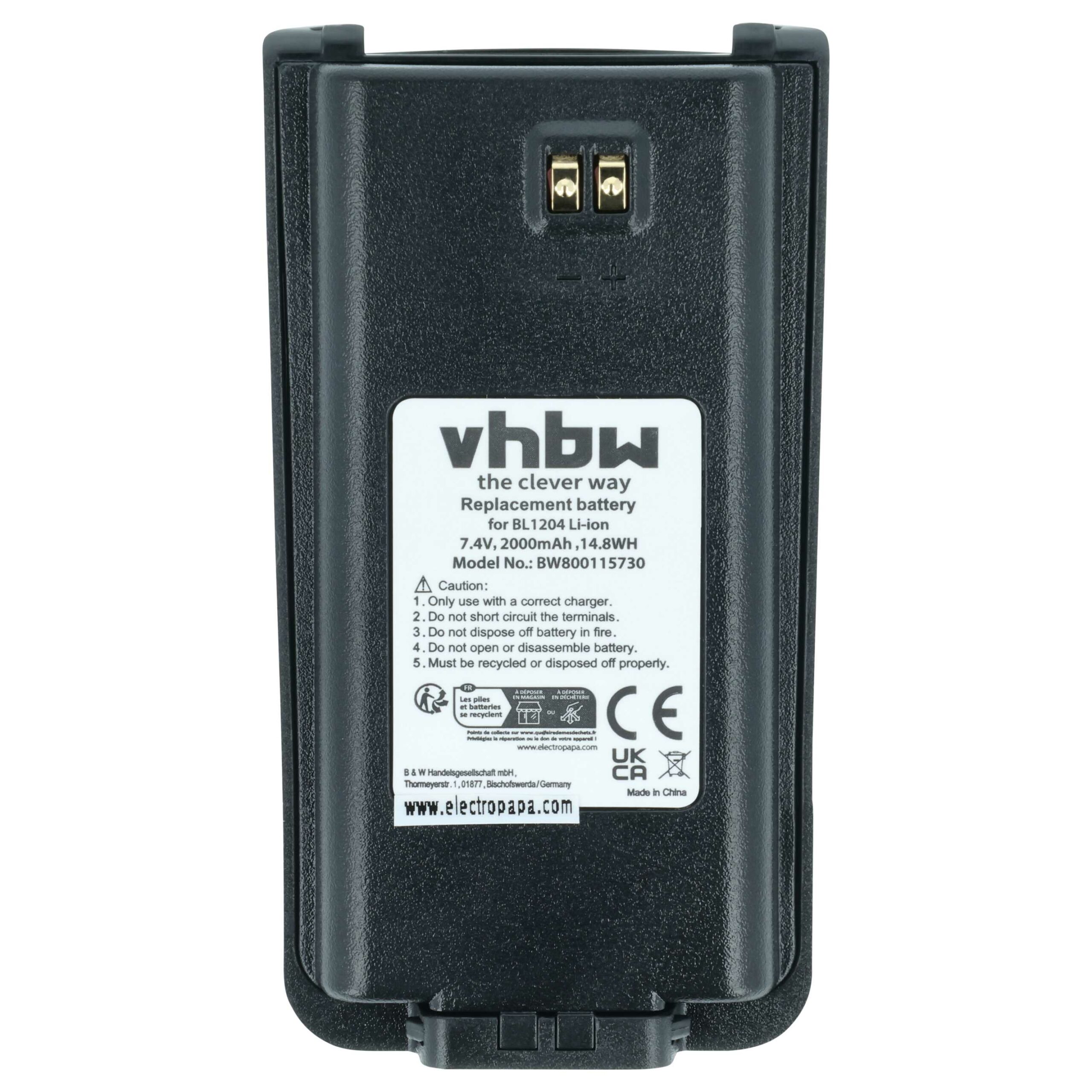 Bateria de Substituição vhbw para Rádios Hytera BL2001, BL1204 - 2000 mAh 7.4 V Li-Ion - Image 3