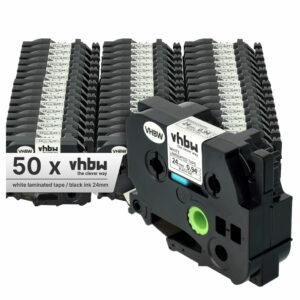 Pack 50x Fita de Etiquetas Compatível Brother TZ-251, TZE-251 - 24 mm Preto sobre Branco