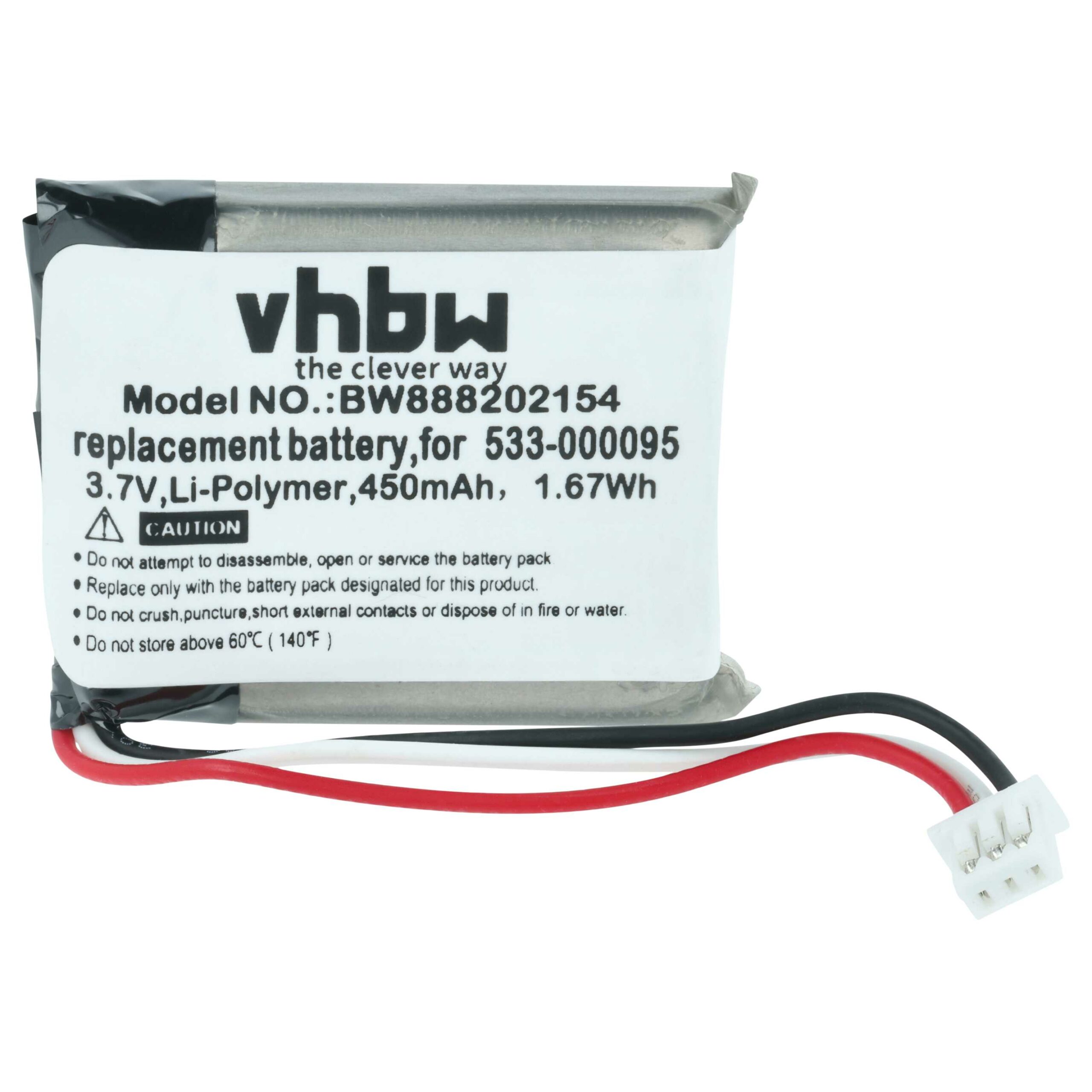 Bateria de substituição vhbw para auriculares Logitech 533-000095 - 450 mAh 3.7 V Li-polymer - Image 3