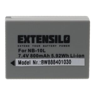 Bateria de substituição para Canon NB-10L - 800mAh, 7.4V, Li-Ion EXTENSILO