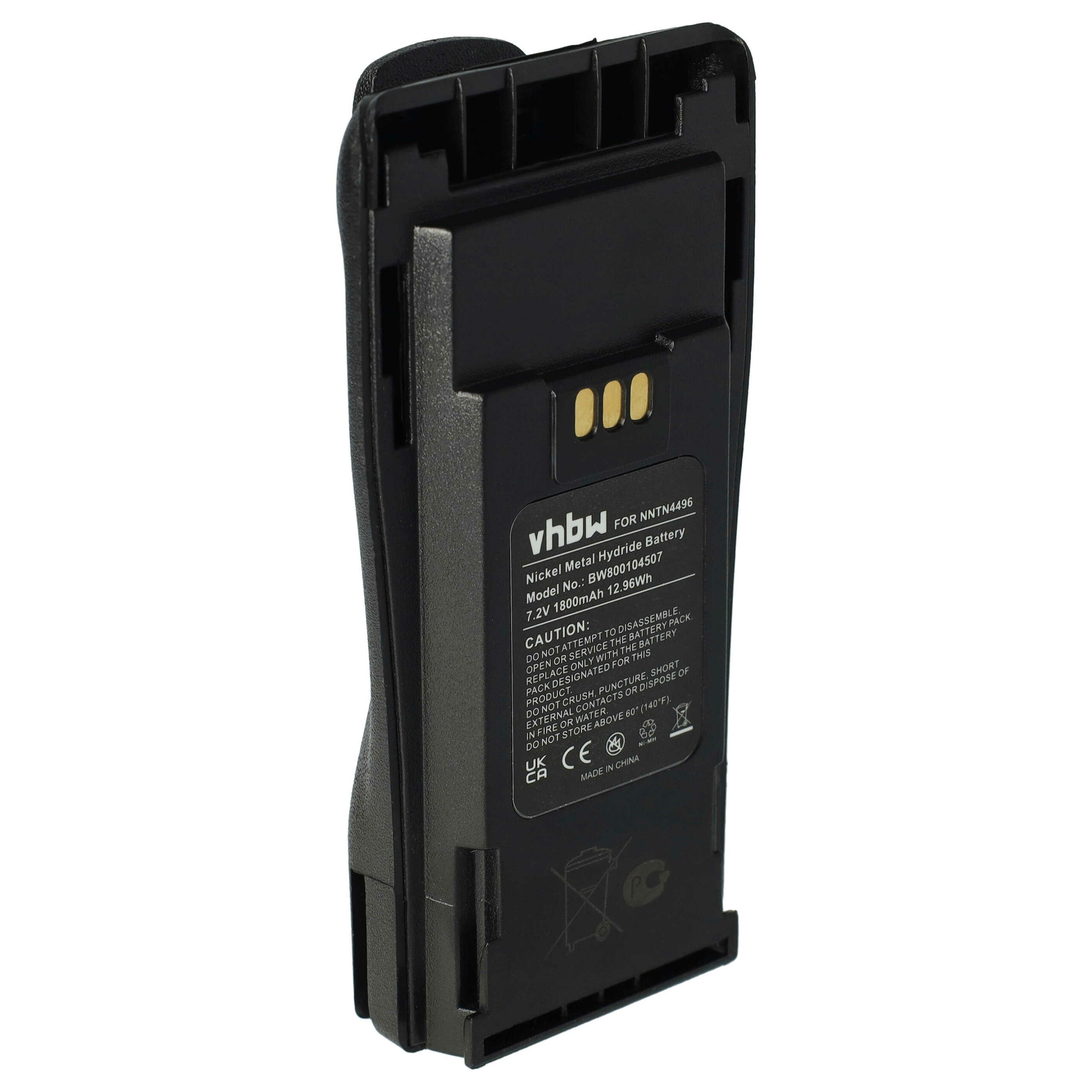 Bateria vhbw para Motorola CP040, CP200d, DP1400 - 1800 mAh 7.2 V NiMH