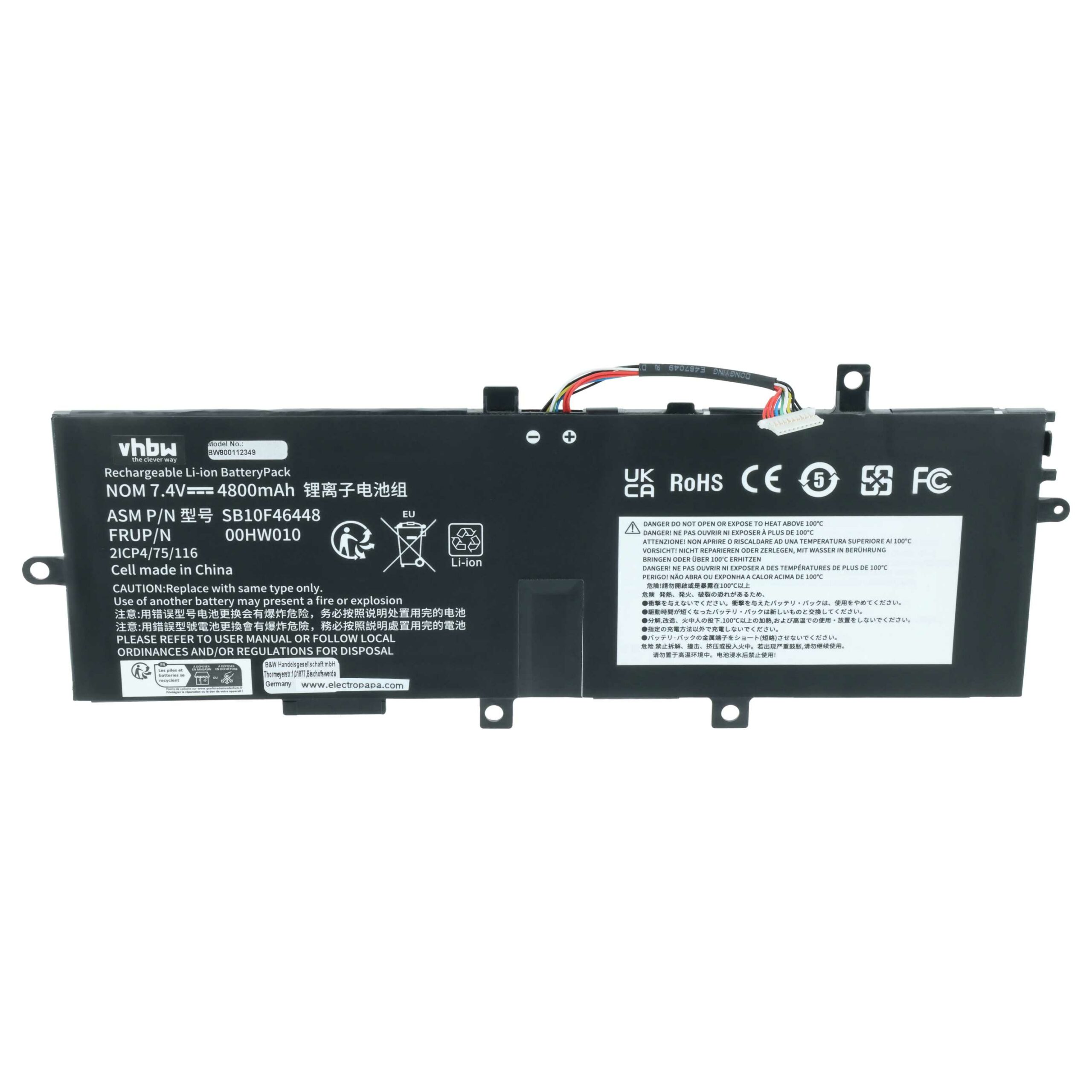 Bateria para Portátil Lenovo vhbw - Substituição 00HW011, 00HW010, 00HW005, 00HW004 - 4800 mAh 7.4 V Li-polímero - Image 3