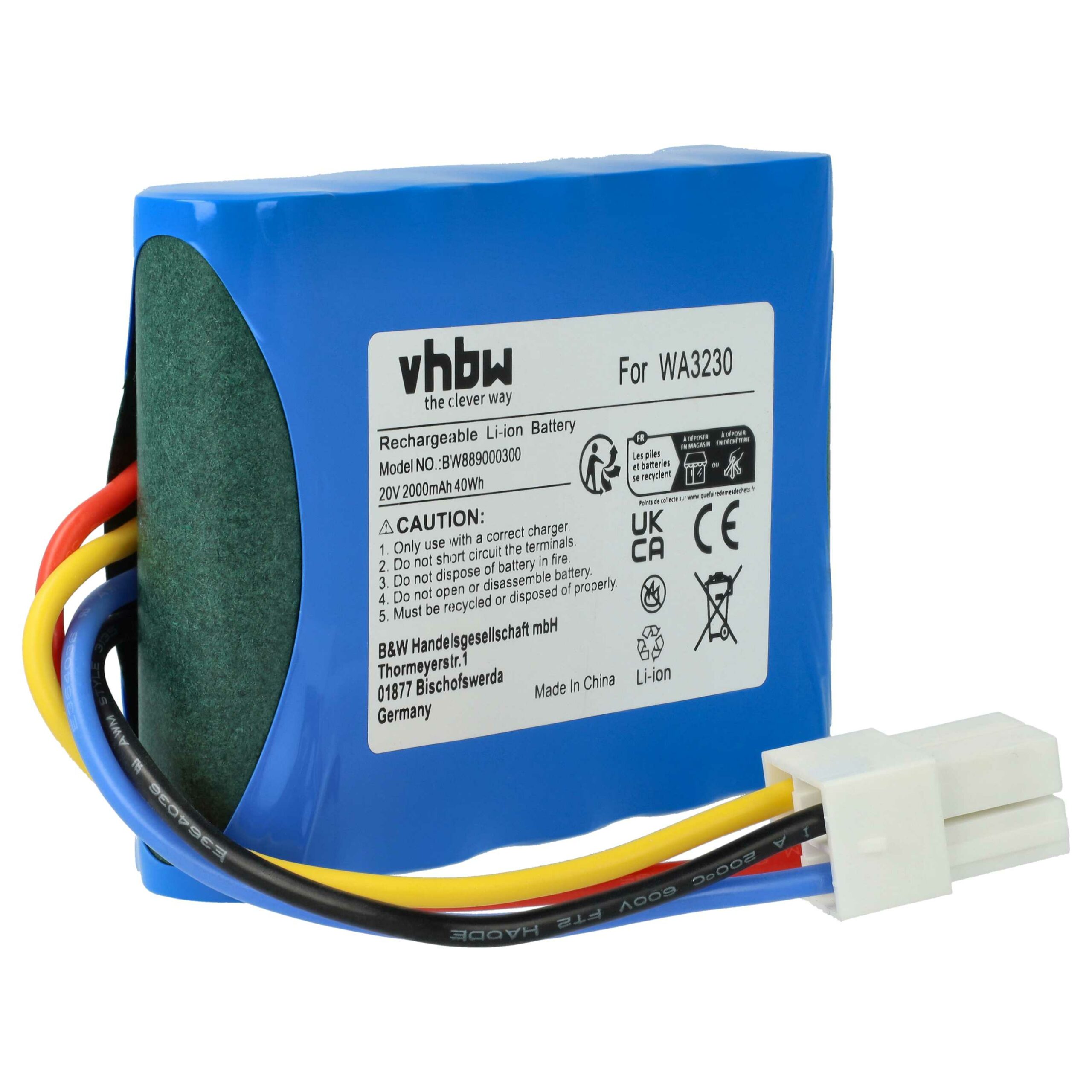 Bateria vhbw 20 V 2000 mAh para Worx WR105SI, Landroid S300, S500i e Landxcape - Image 3