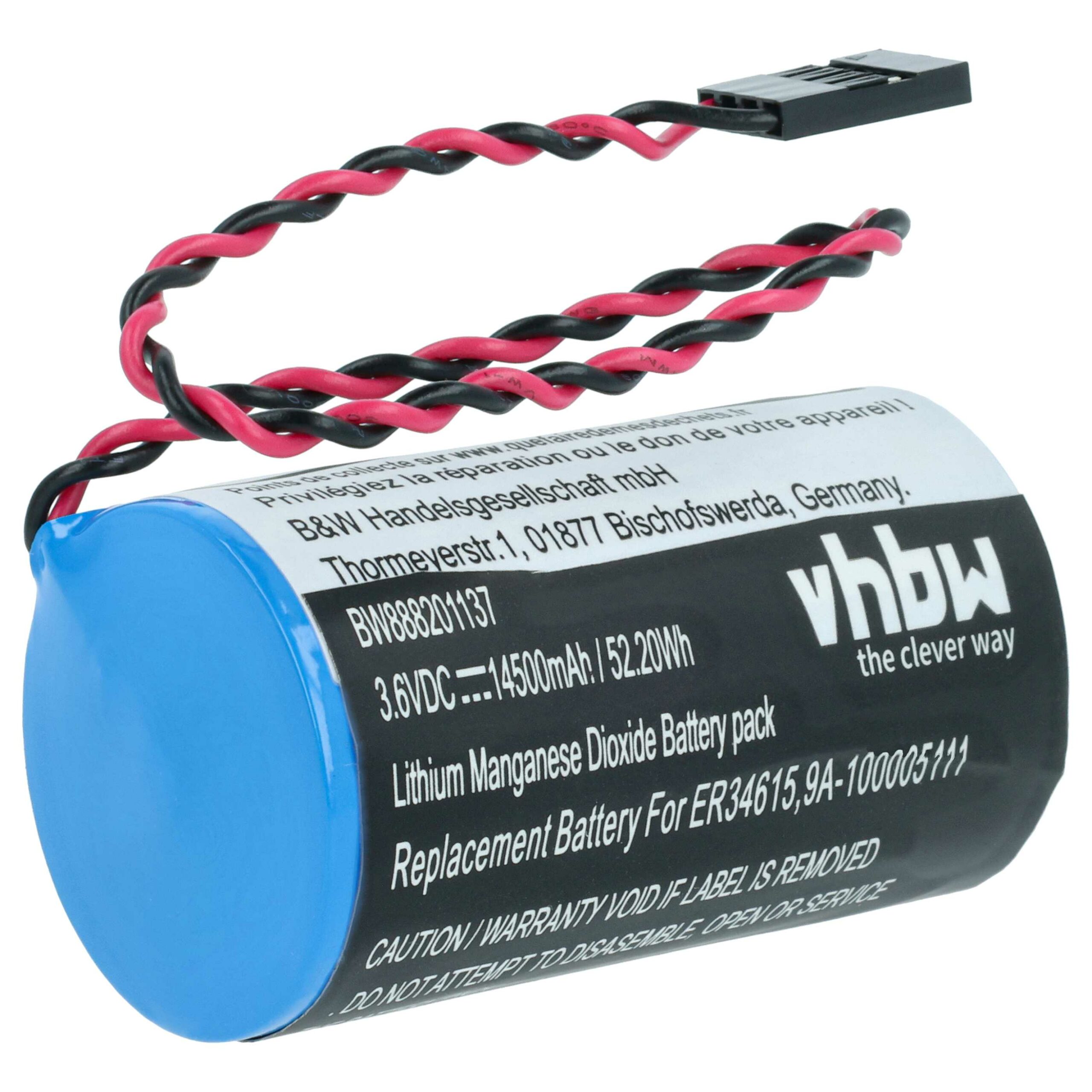Bateria vhbw Cameron Nuflo 9A-100005111 - 14500 mAh 3.6 V Li-MnO2