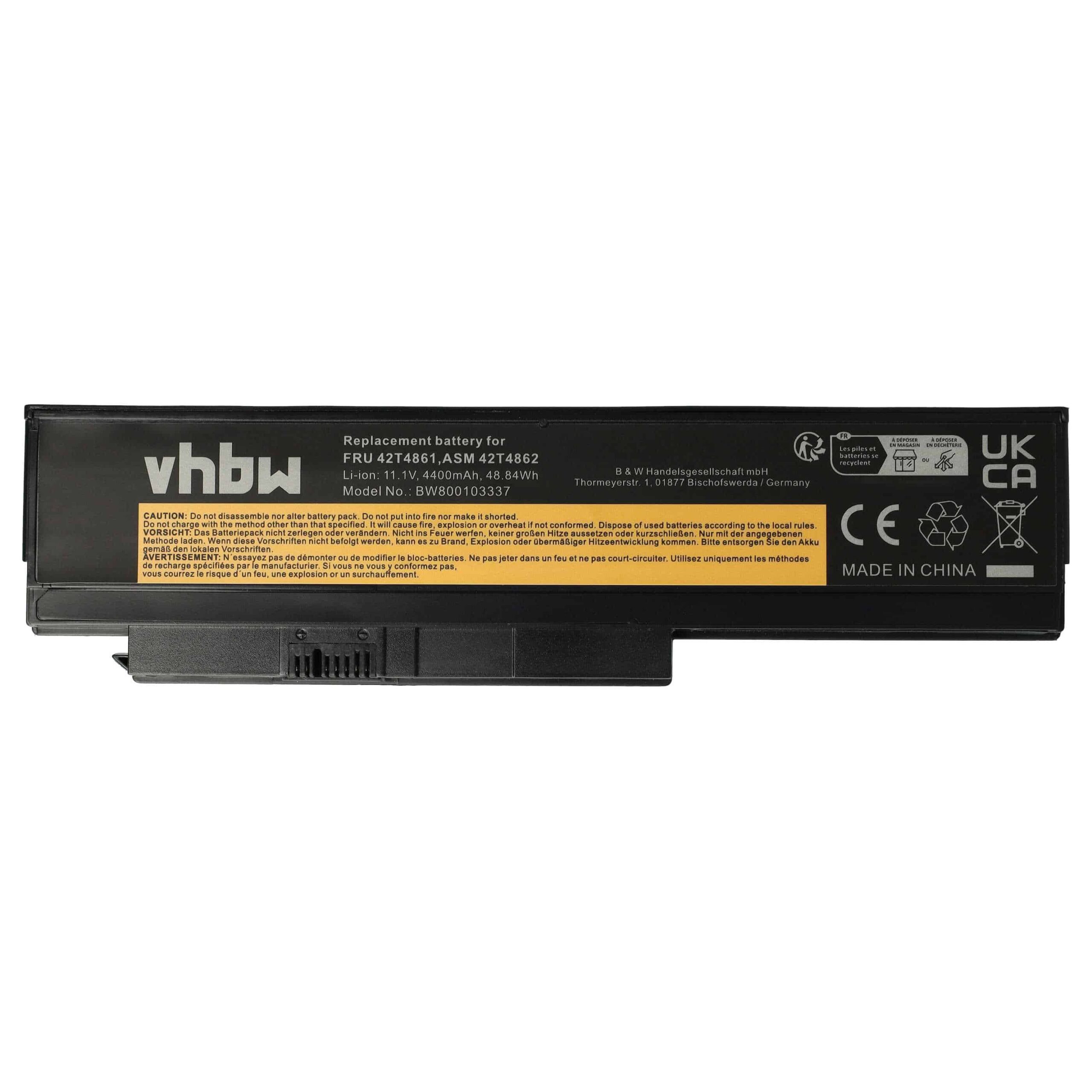 Bateria vhbw para Lenovo - 4400 mAh 11.1 V Li-Ion (0A36283, 0A36307, 42T4861, 0A36281, 0A36282)