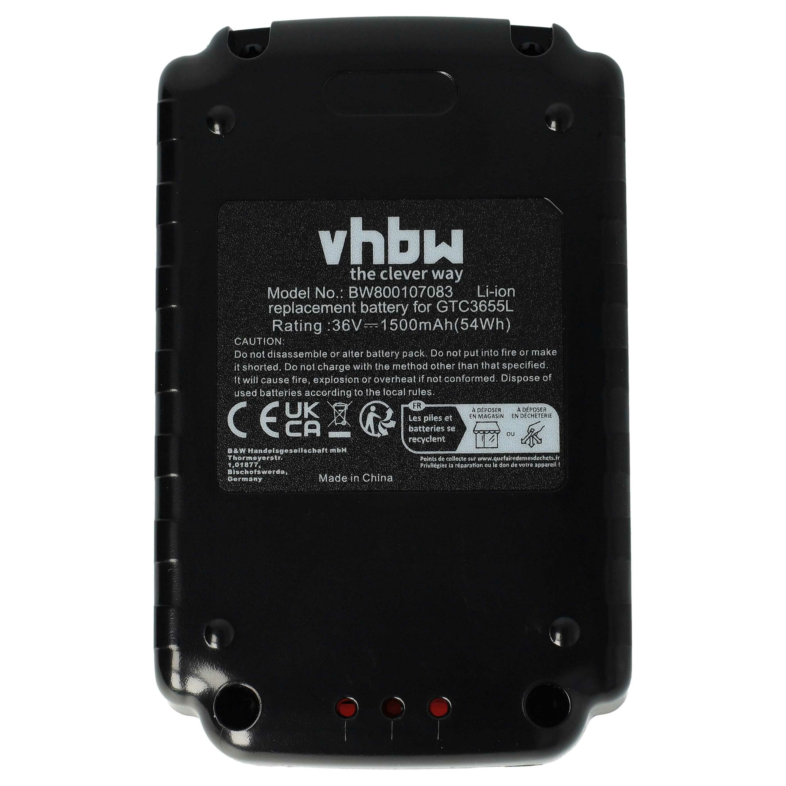 Bateria vhbw para Black & Decker BL2036, BL1336-XJ, BL1336 - 36V, 1500 mAh, Li-Ion - Image 3