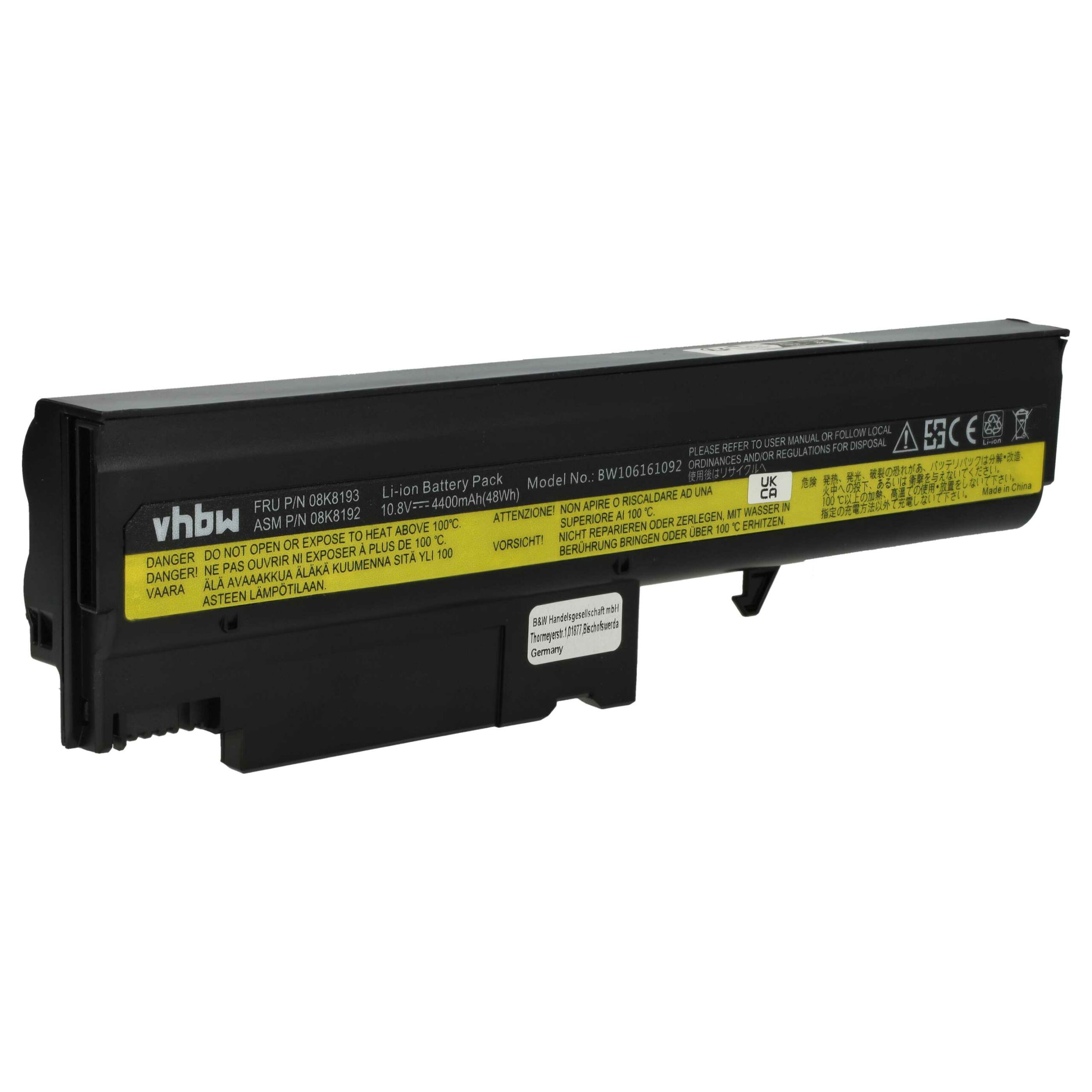 Bateria para Portátil IBM vhbw - 4400 mAh 10.8 V Li-Ion (08K8196, 08K8195, 08K8194, 08K8198, 08K8197)