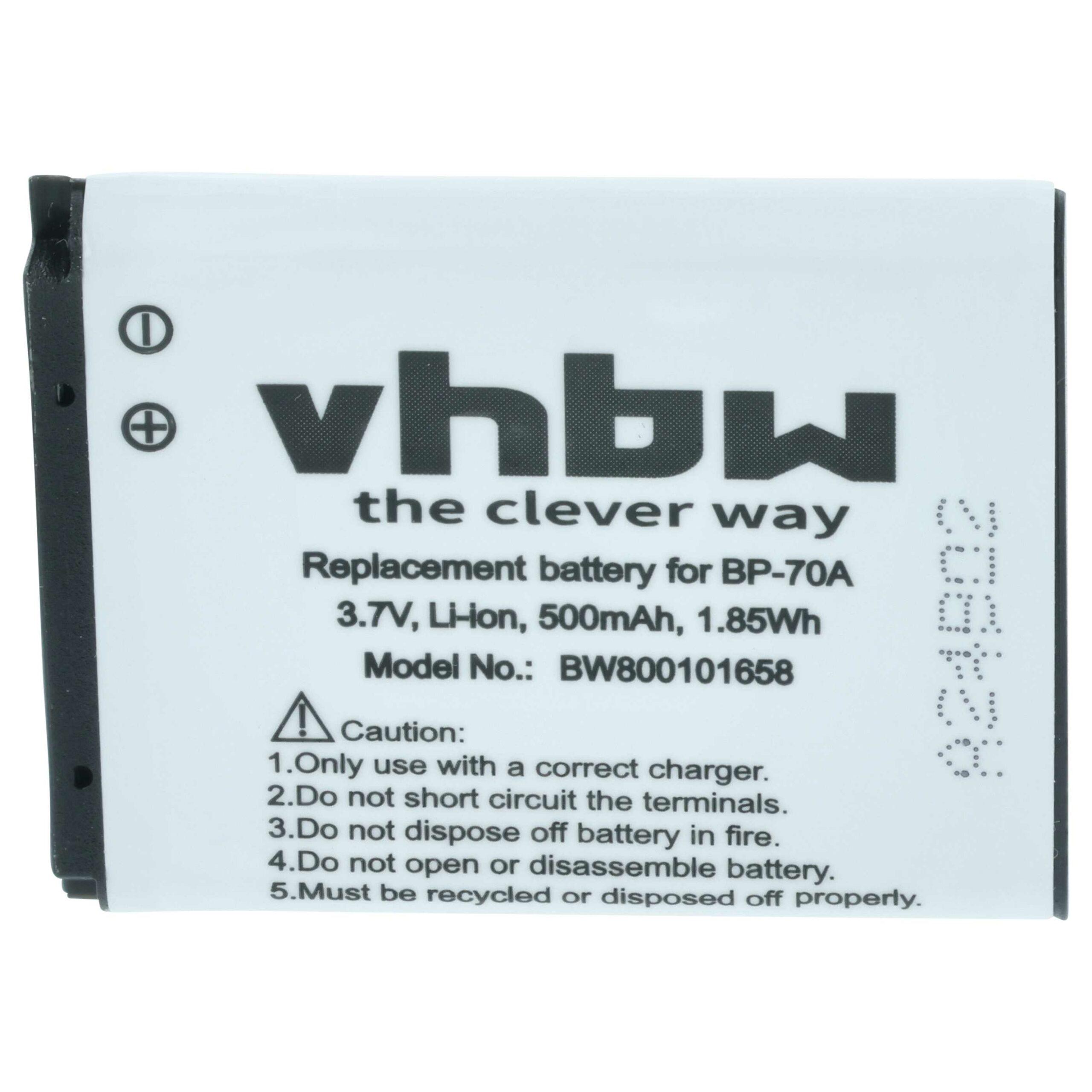 Bateria vhbw para Samsung BP70a, BP-70a, SLB-70A, EA-BP70A - 500mAh, 3.6V, Li-Ion - Image 3